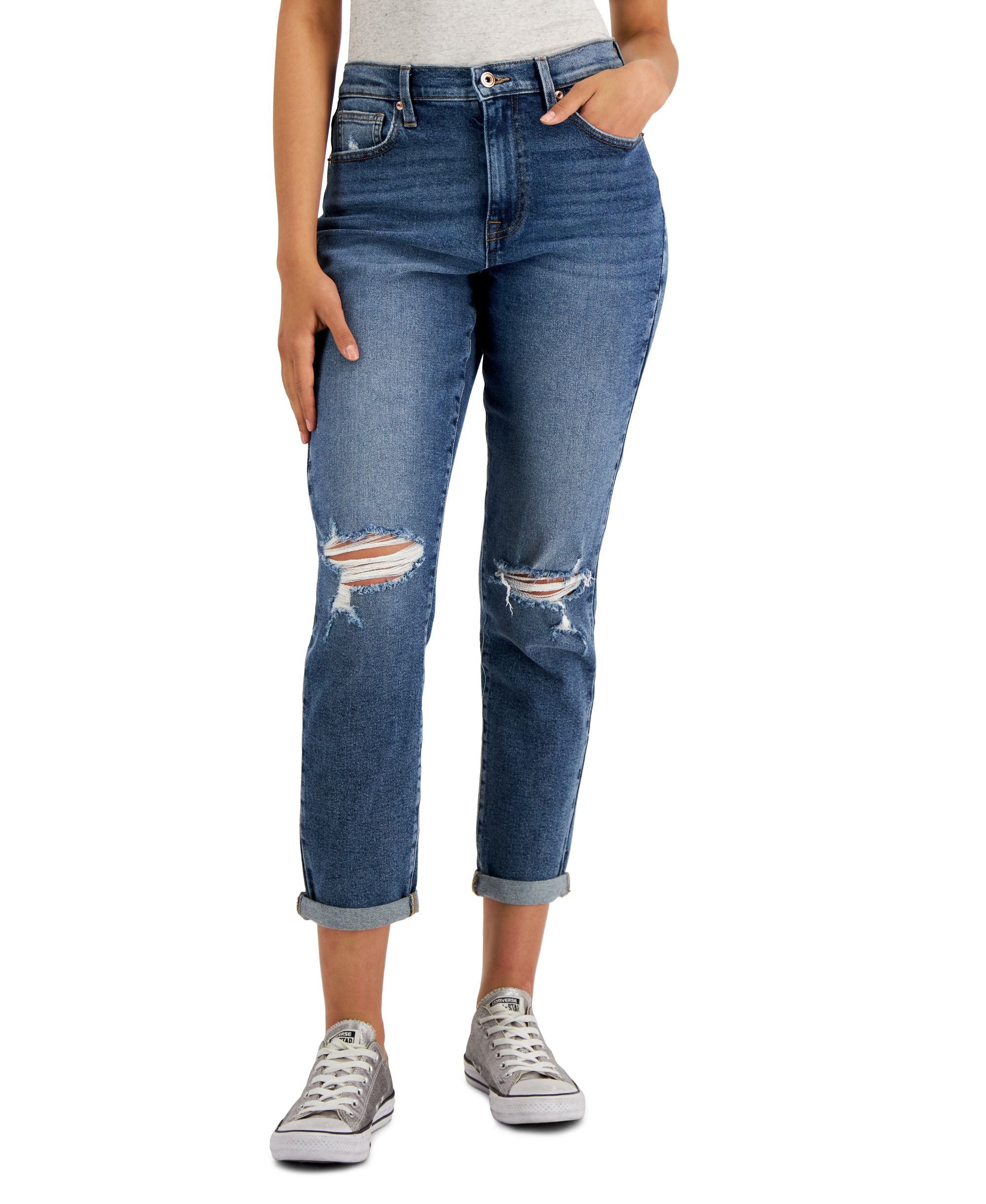 Juniors' Ripped Mom Jeans