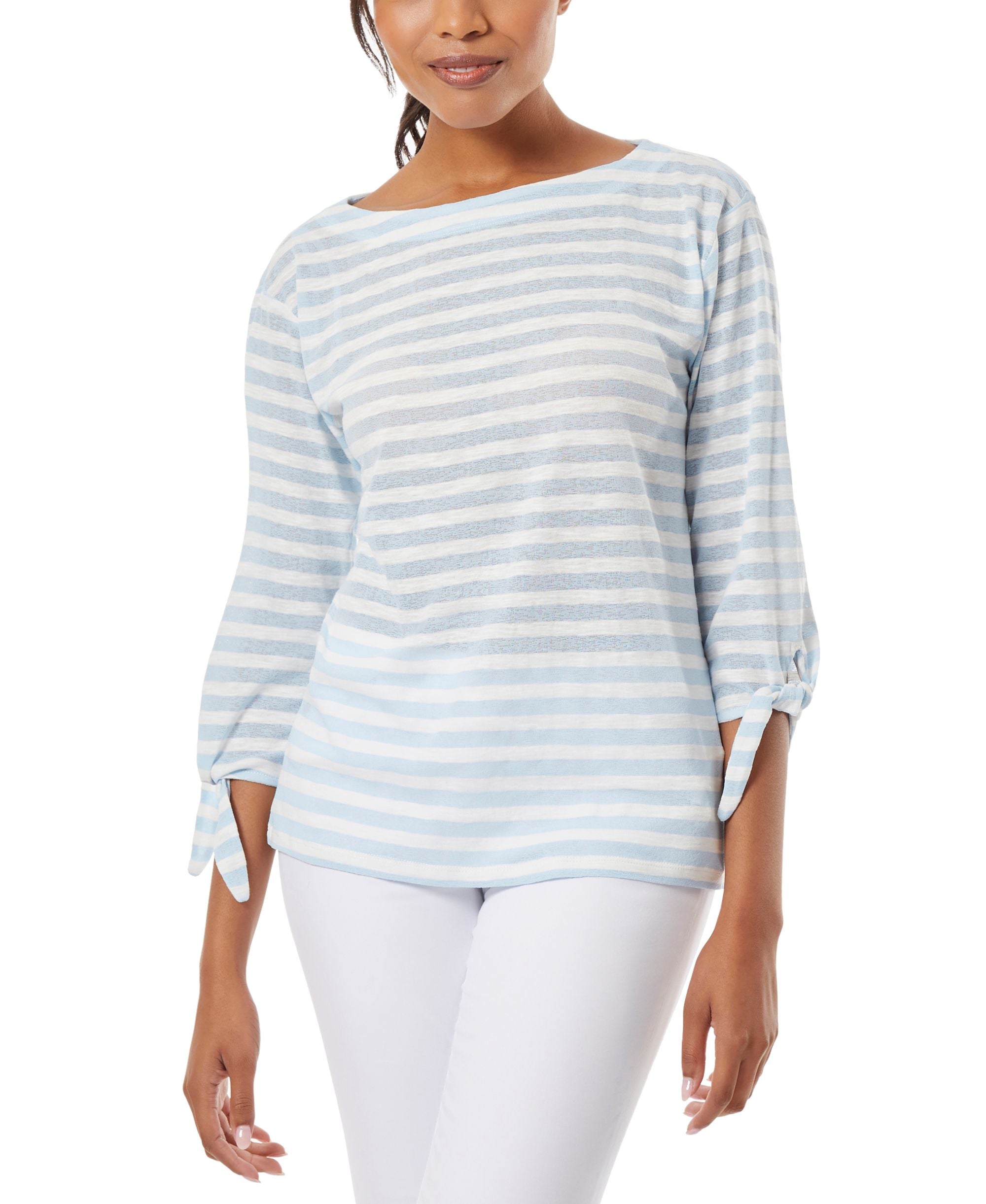 Women's Sedona Stripe Boat Neck Tie Sleeve Top