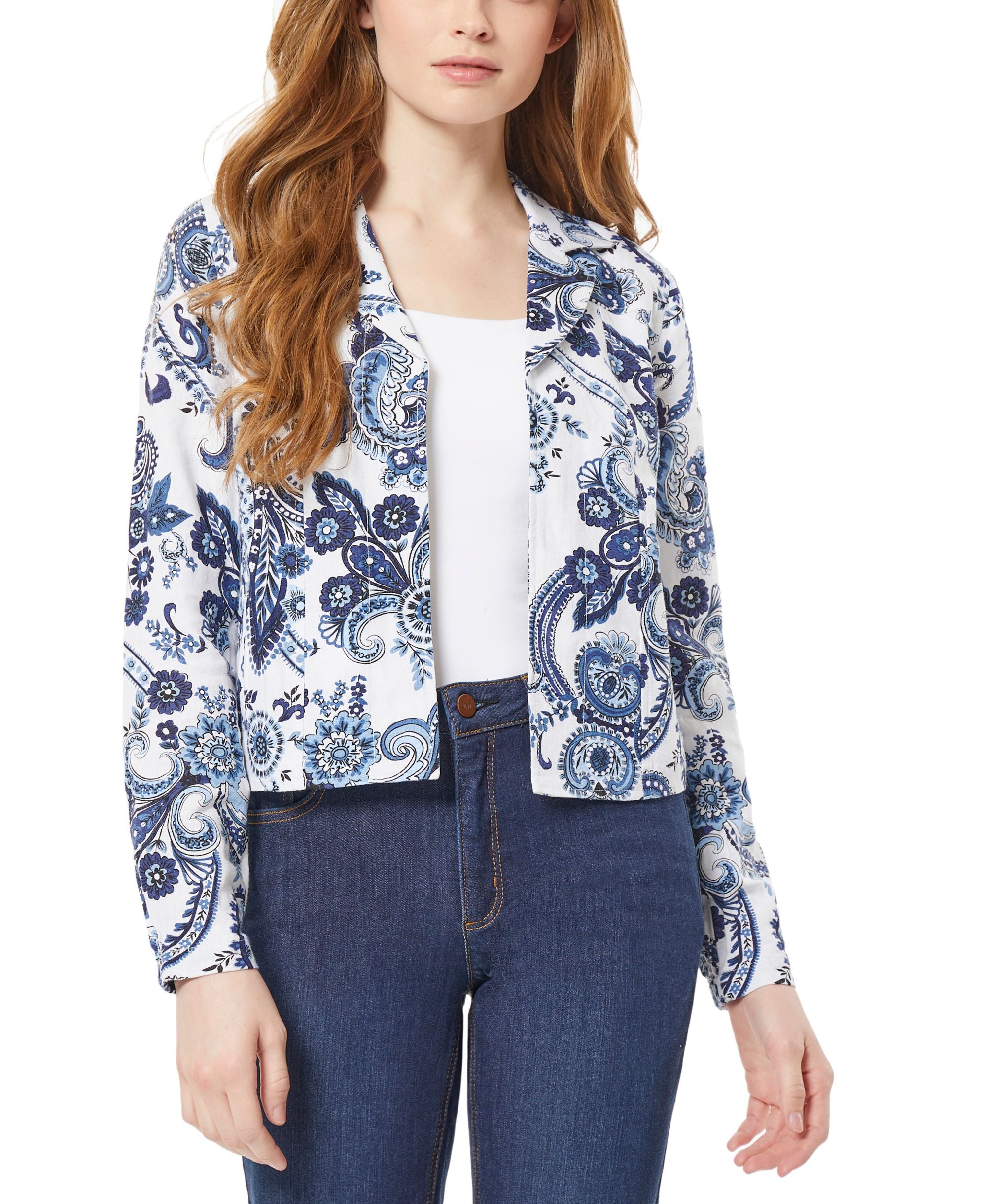 Women's Notch Collar No Closure Jacket with Back Elastic