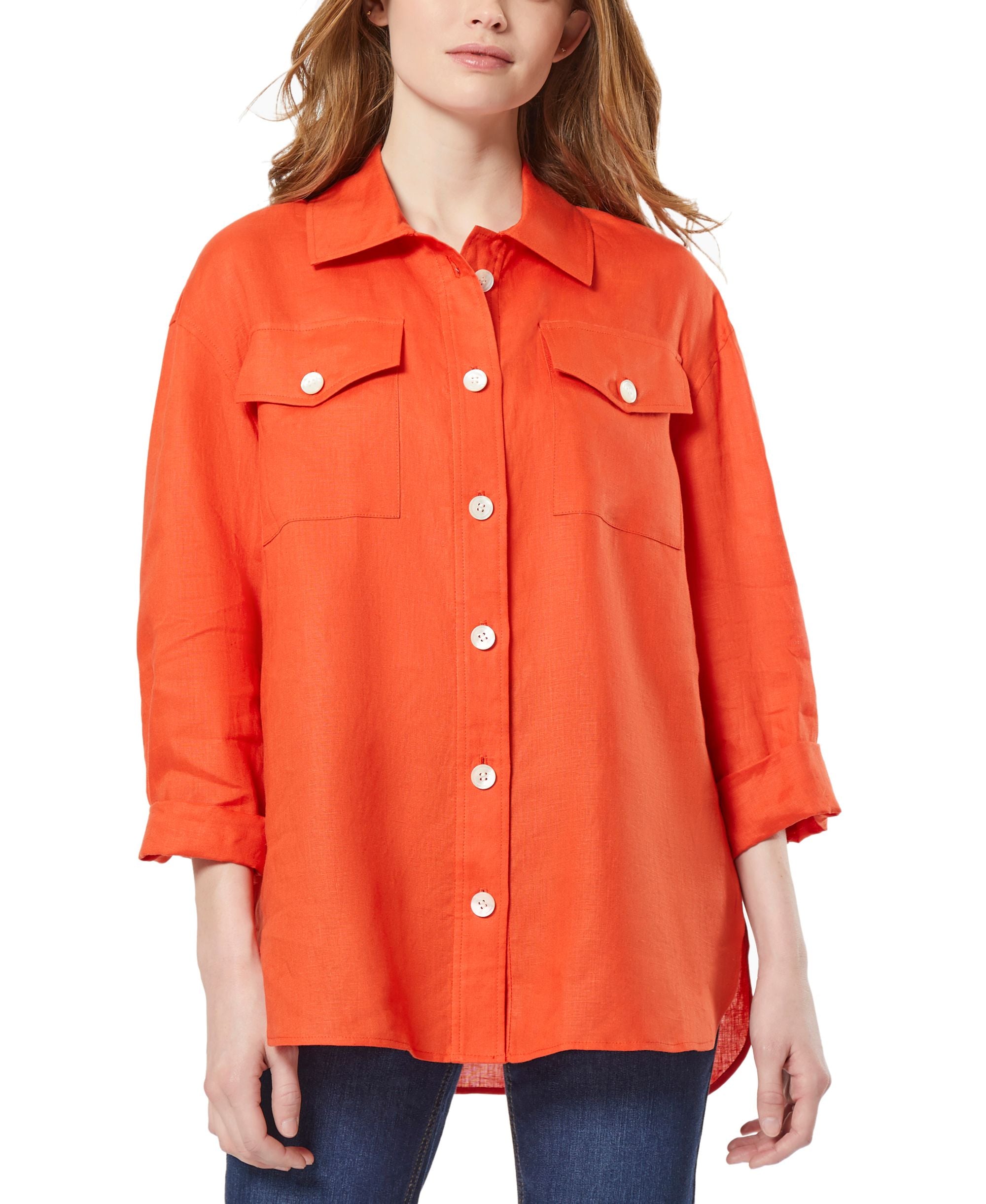 Womens Shacket With Rolled Tab Jacket