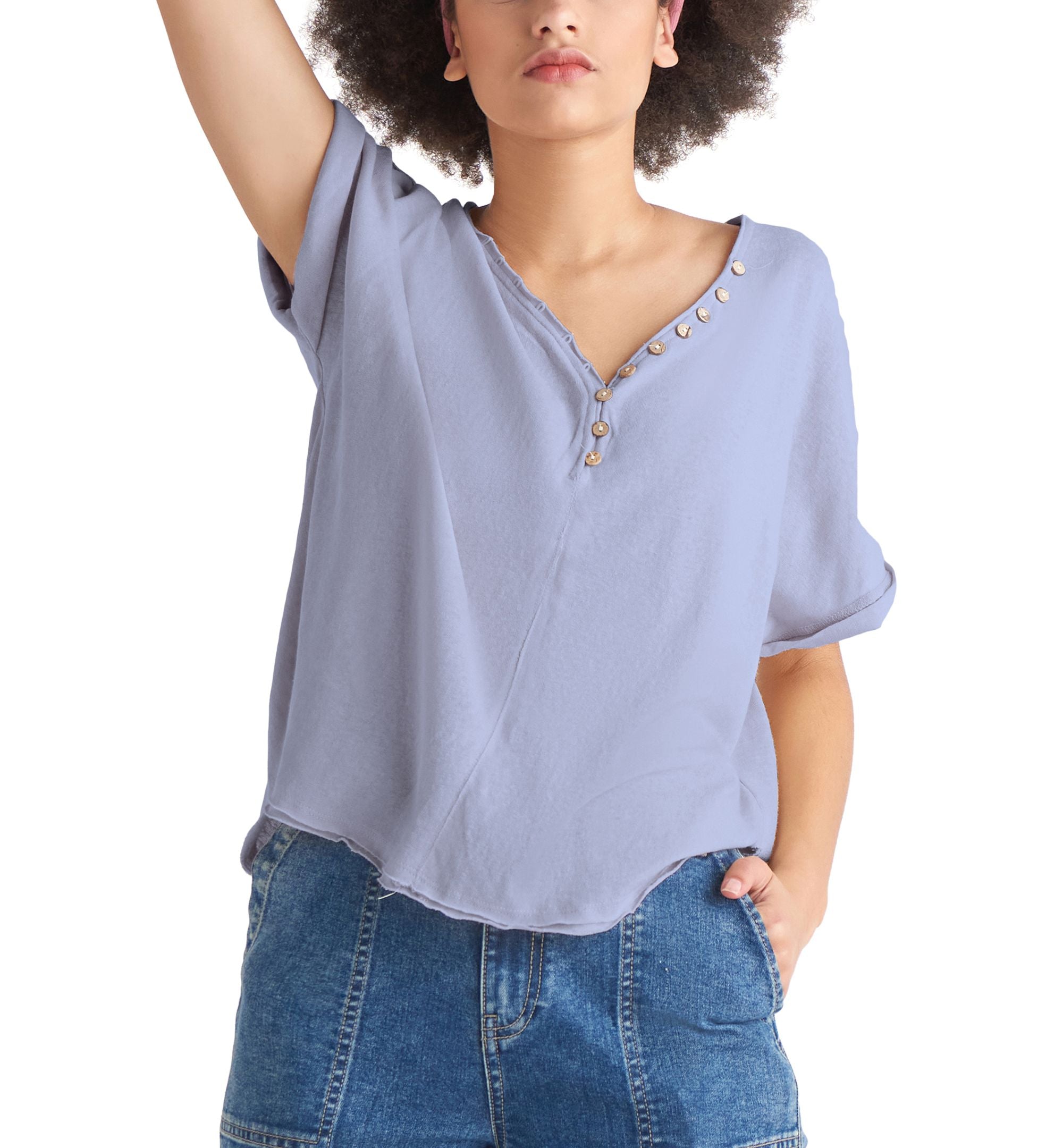 Women's V-Neck Henley Top