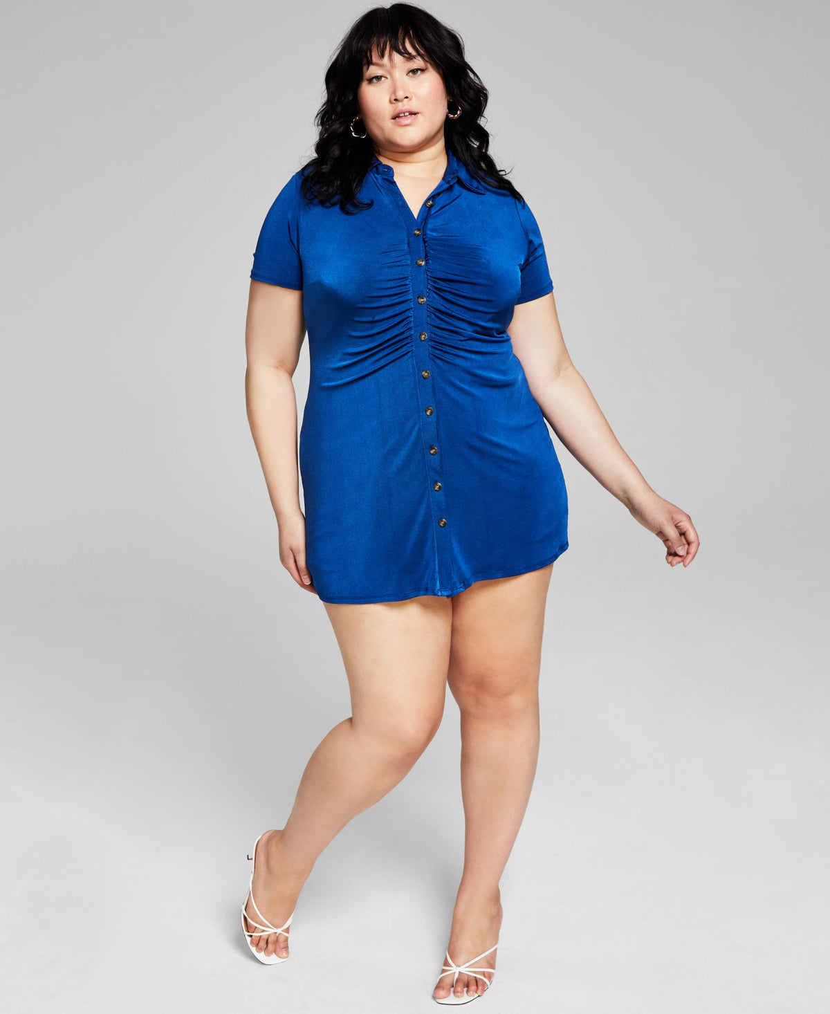 Now This Trendy Plus Size Ruched Shirtdress