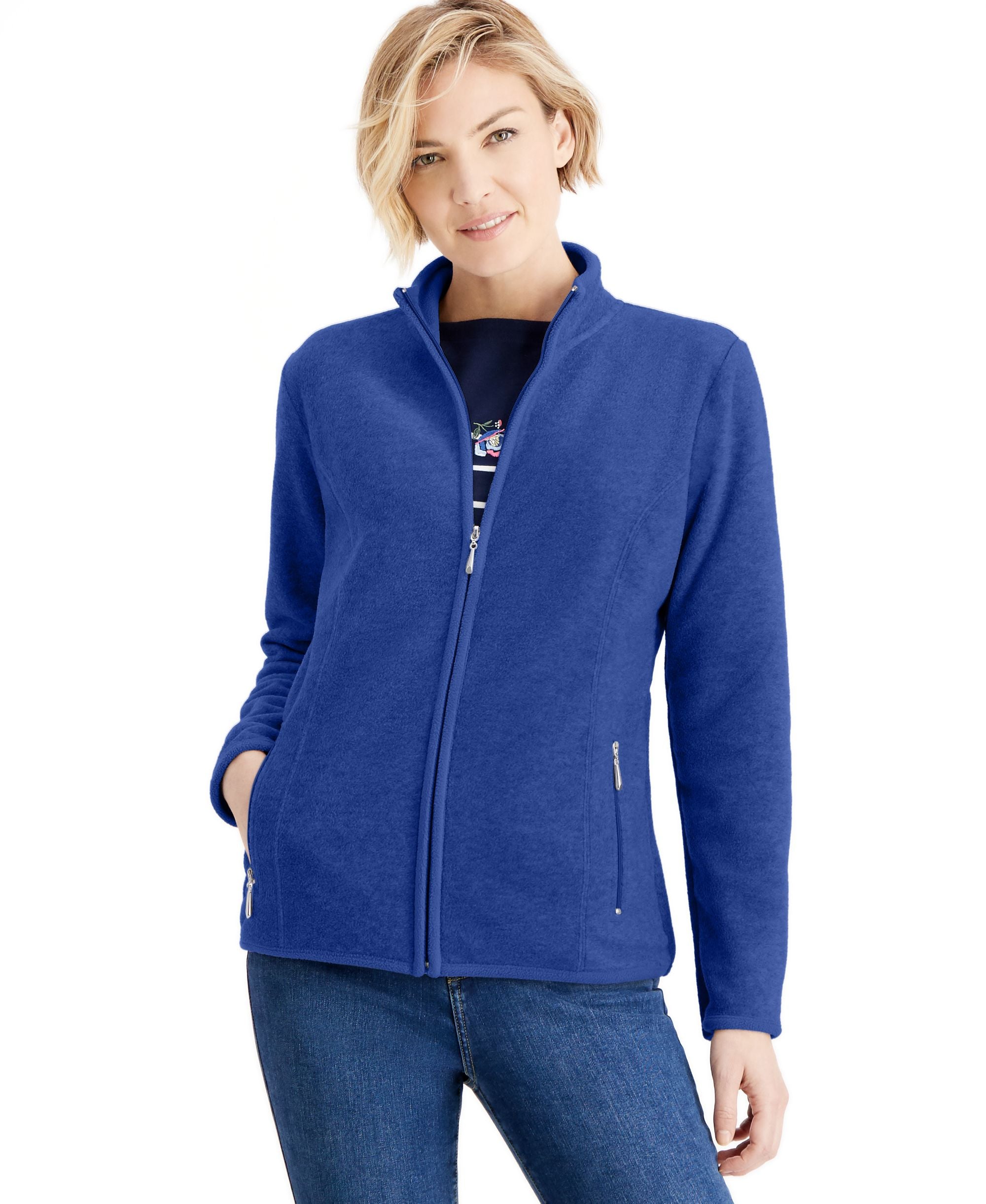 Petite Princess-Seam Zeroproof Zip-Front Jacket