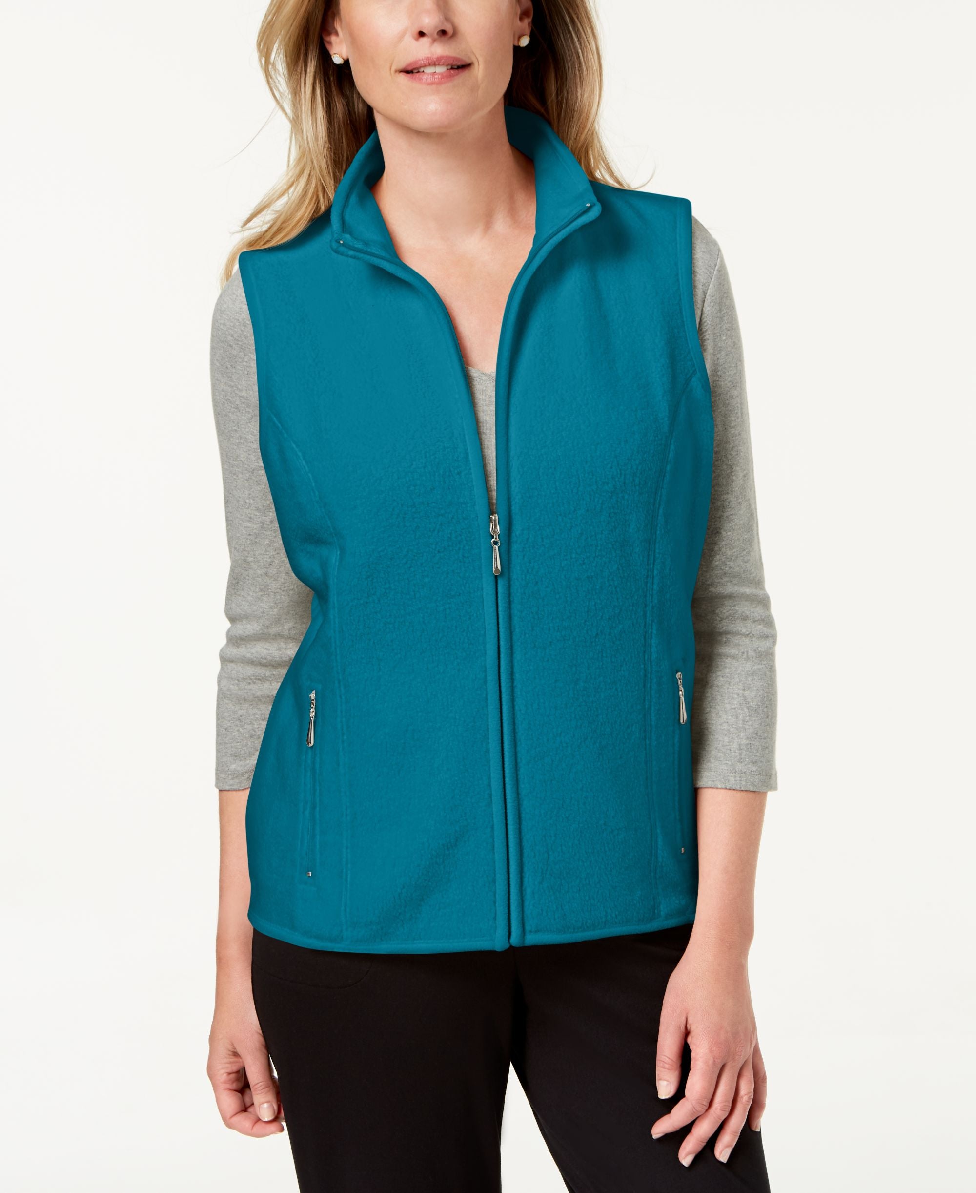 Petite Princess-Seam Zeroproof Zip-Front Vest