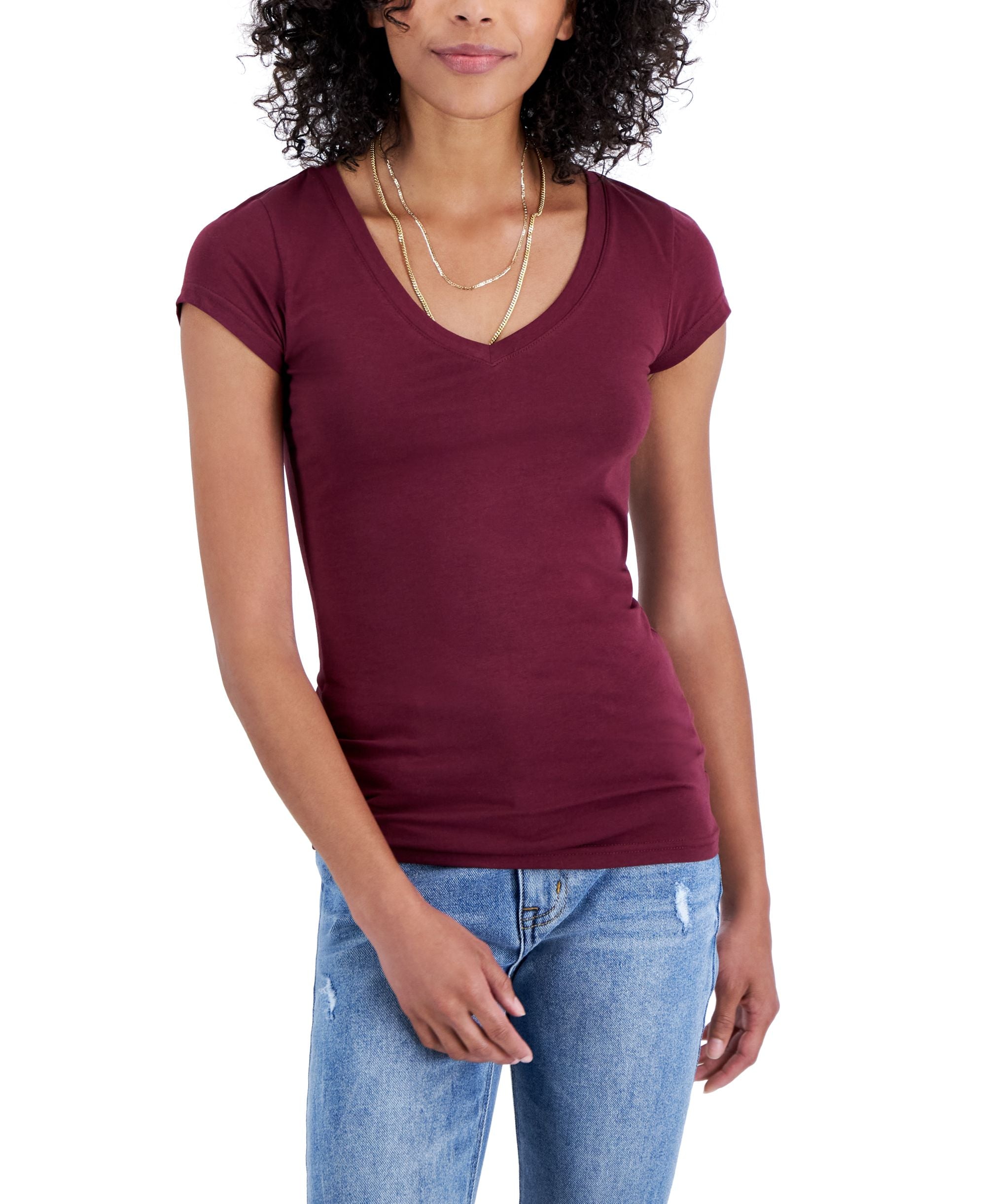 Juniors' V-Neck T-Shirt