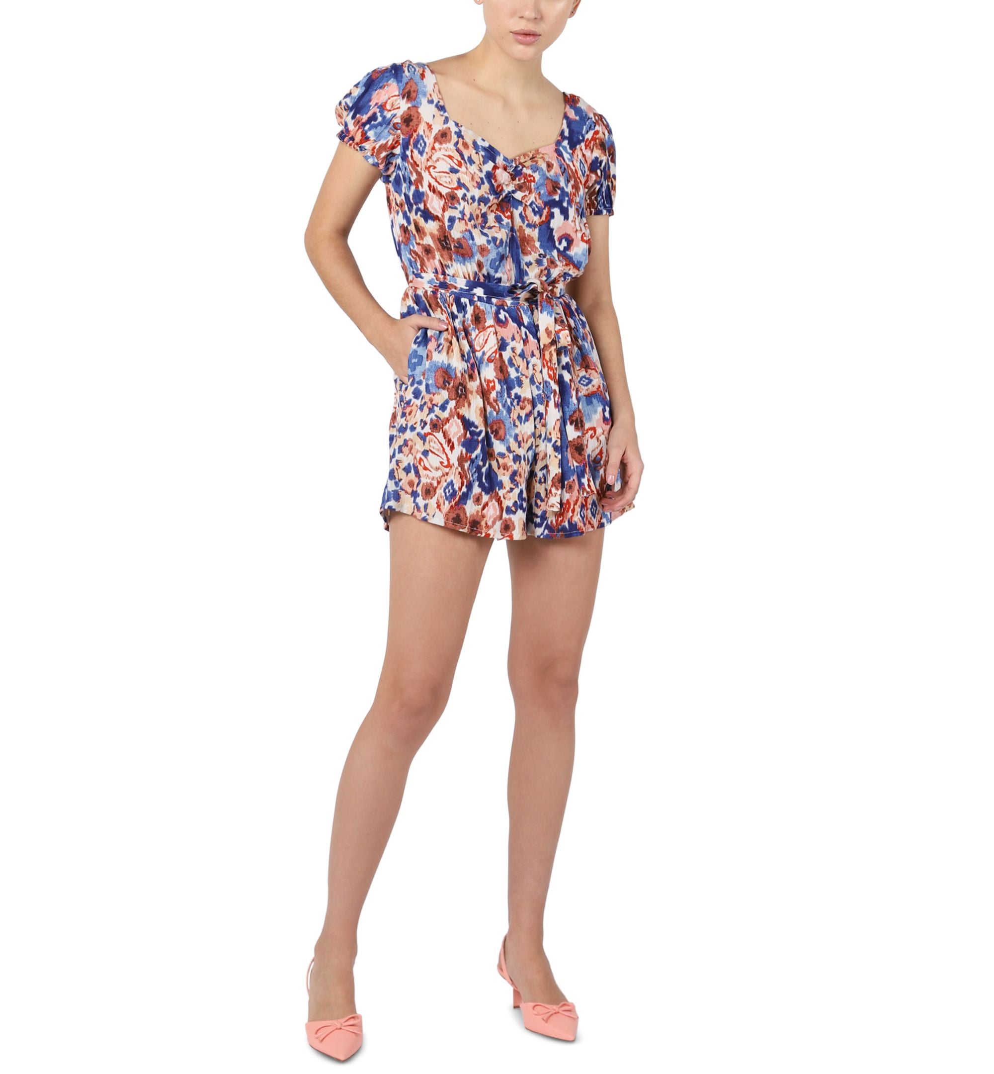 Women's Floral-Print Cotton Romper