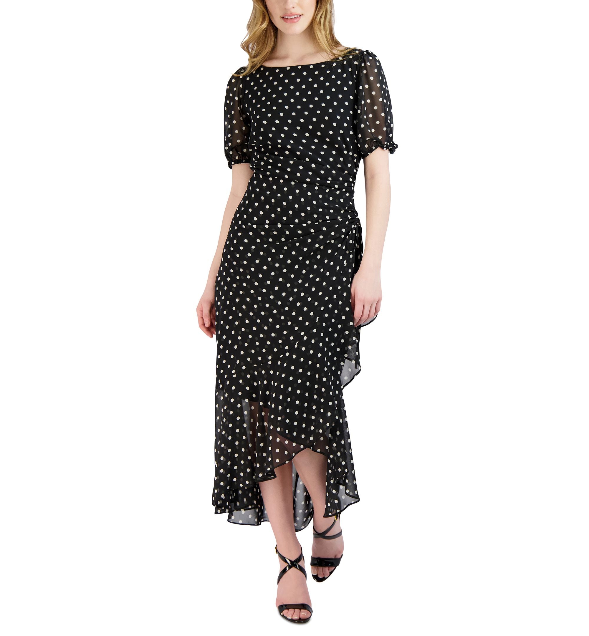 Women's Polka Dot Ruffled Maxi Dress