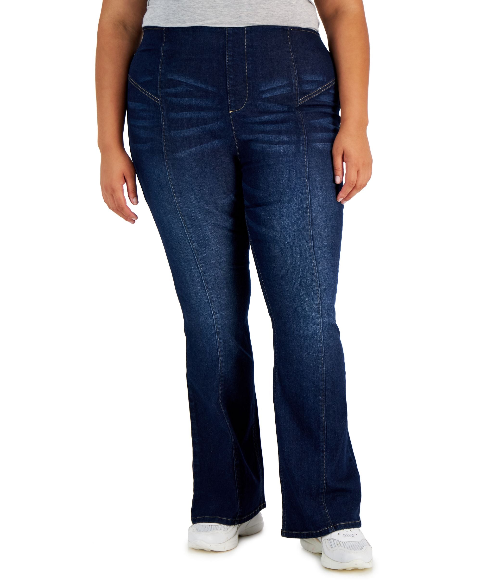 Tinseltown Trendy Plus Size Pull On Flare Jeans