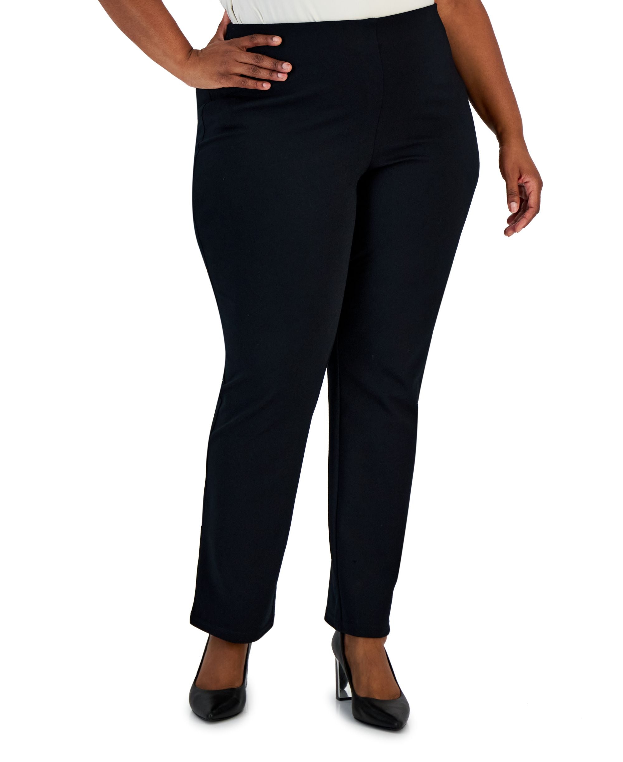 JM Collection Plus Size Ponte Knit Pull On Pants