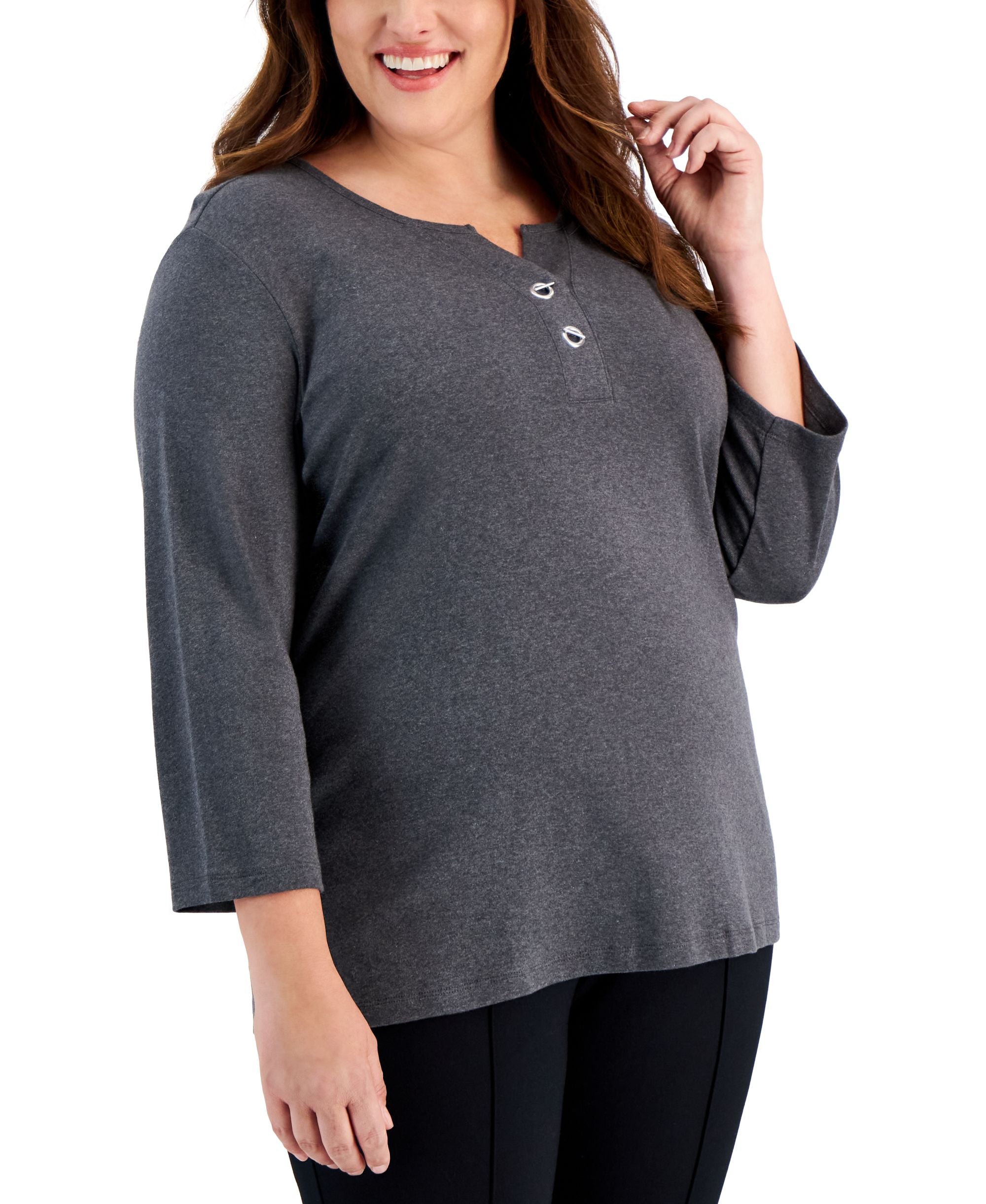 Plus Size Toggle-Neck Top