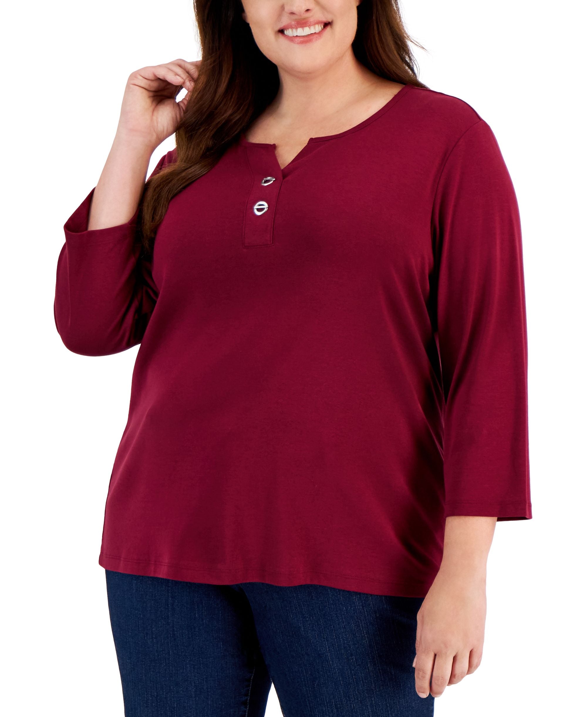 Plus Size Toggle-Neck Top