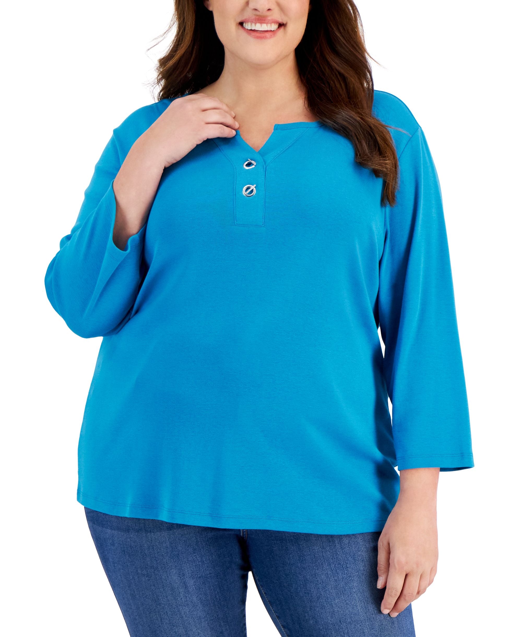 Plus Size Toggle-Neck Top