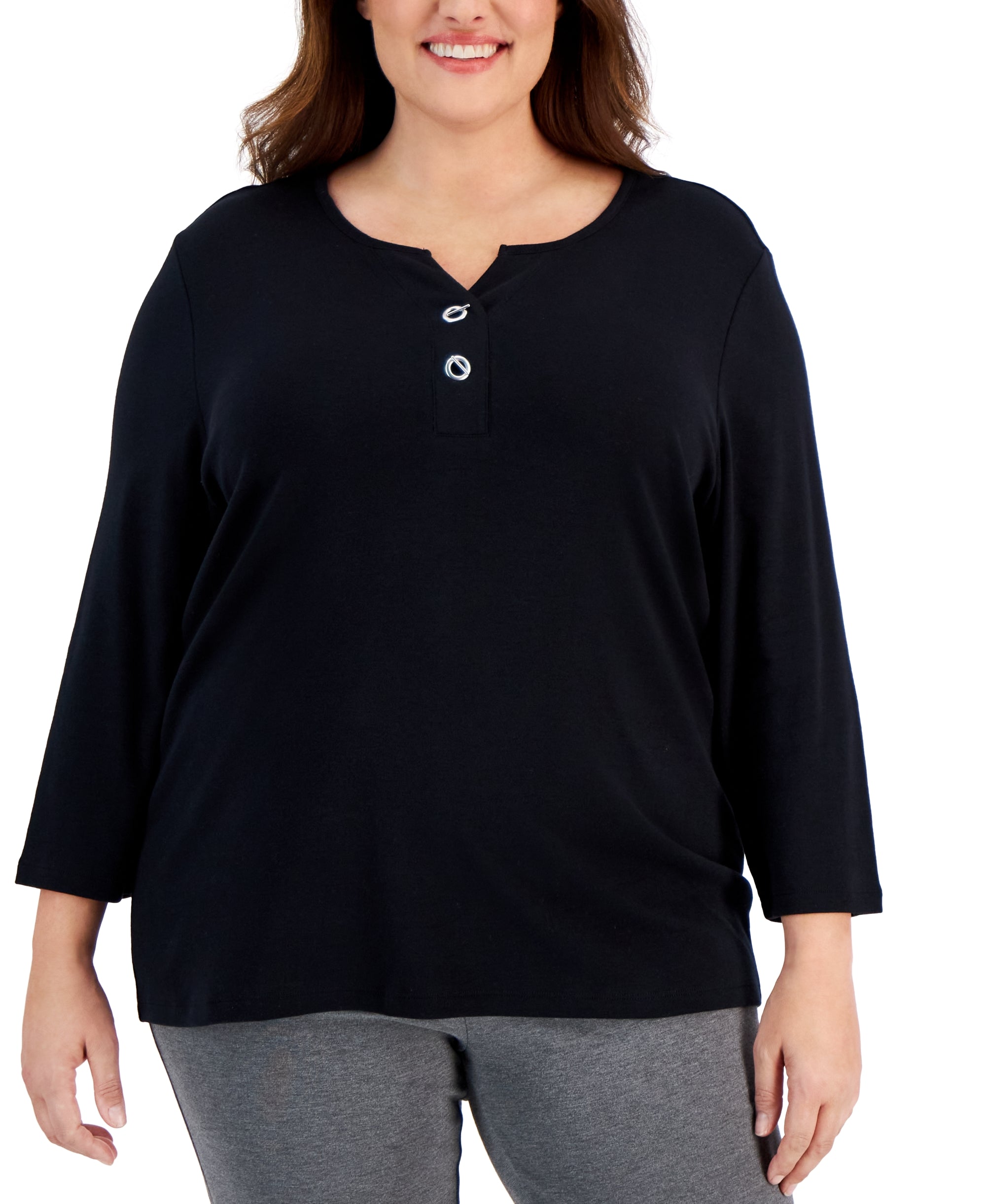 Plus Size Toggle-Neck Top