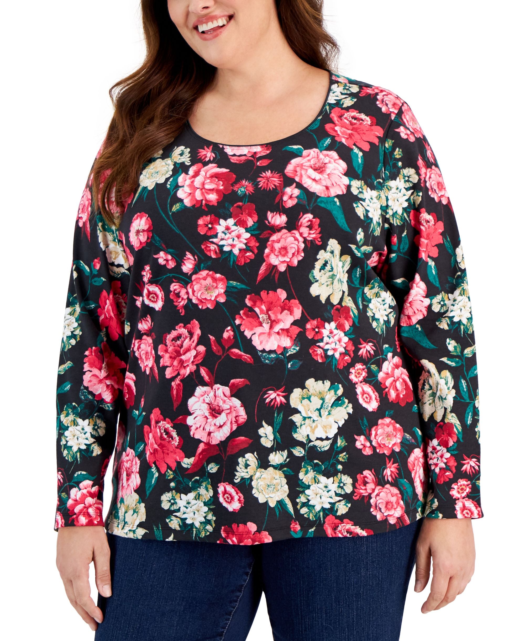 Karen Scott Plus Size Scoop Neck Top