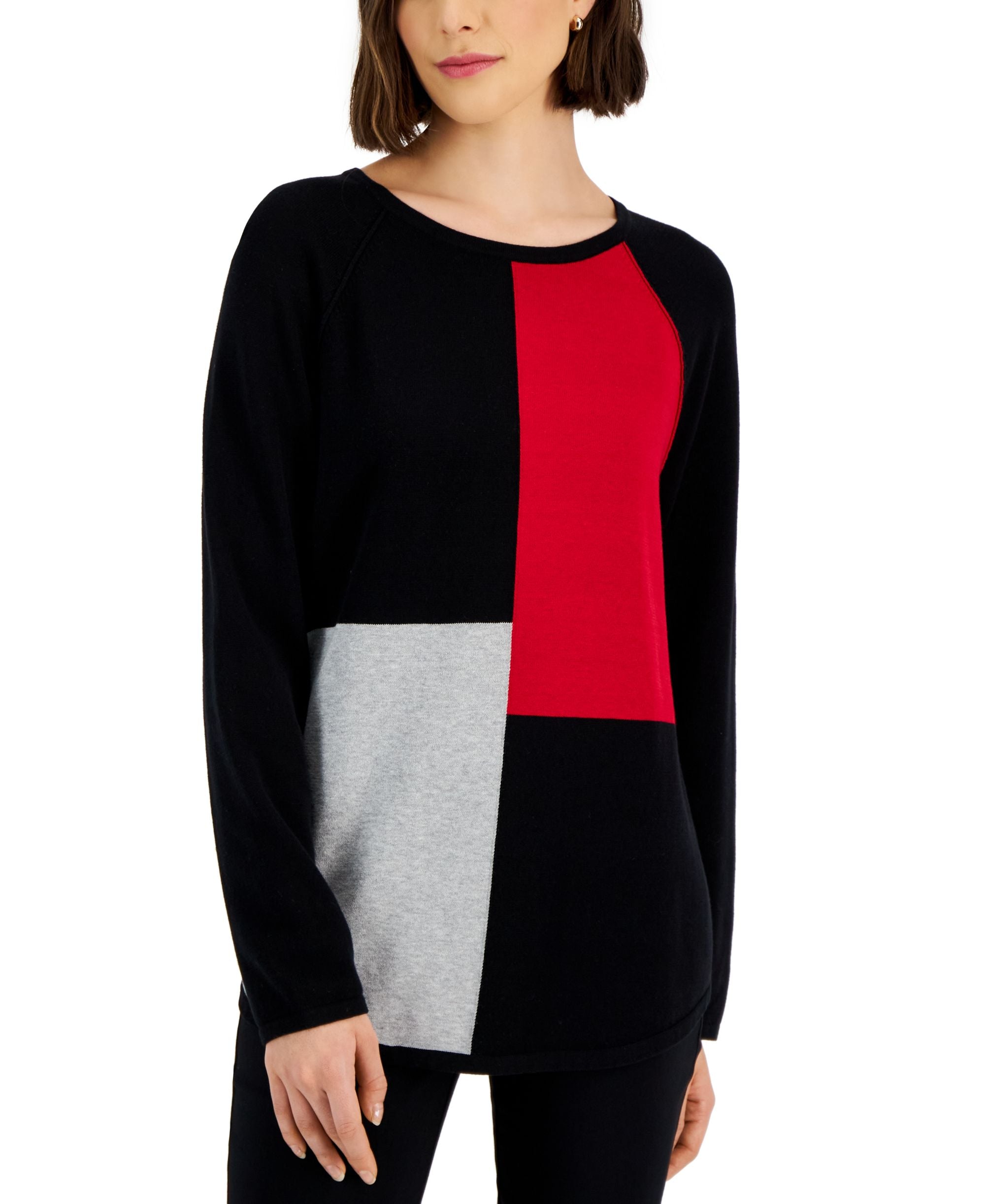 Petite Colorblocked Patchwork Sweater