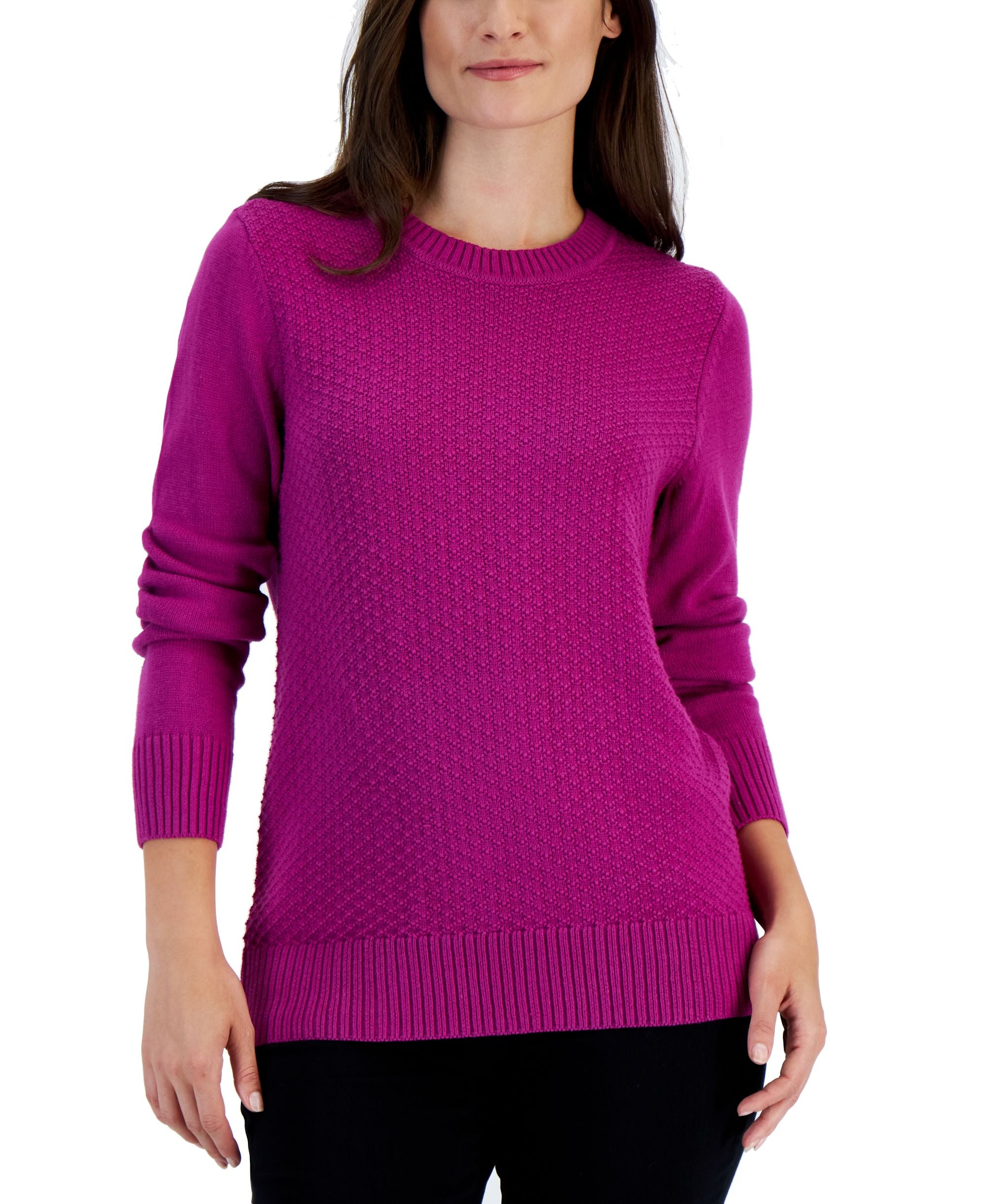 Karen Scott Womens Cotton Zigzag Sweater