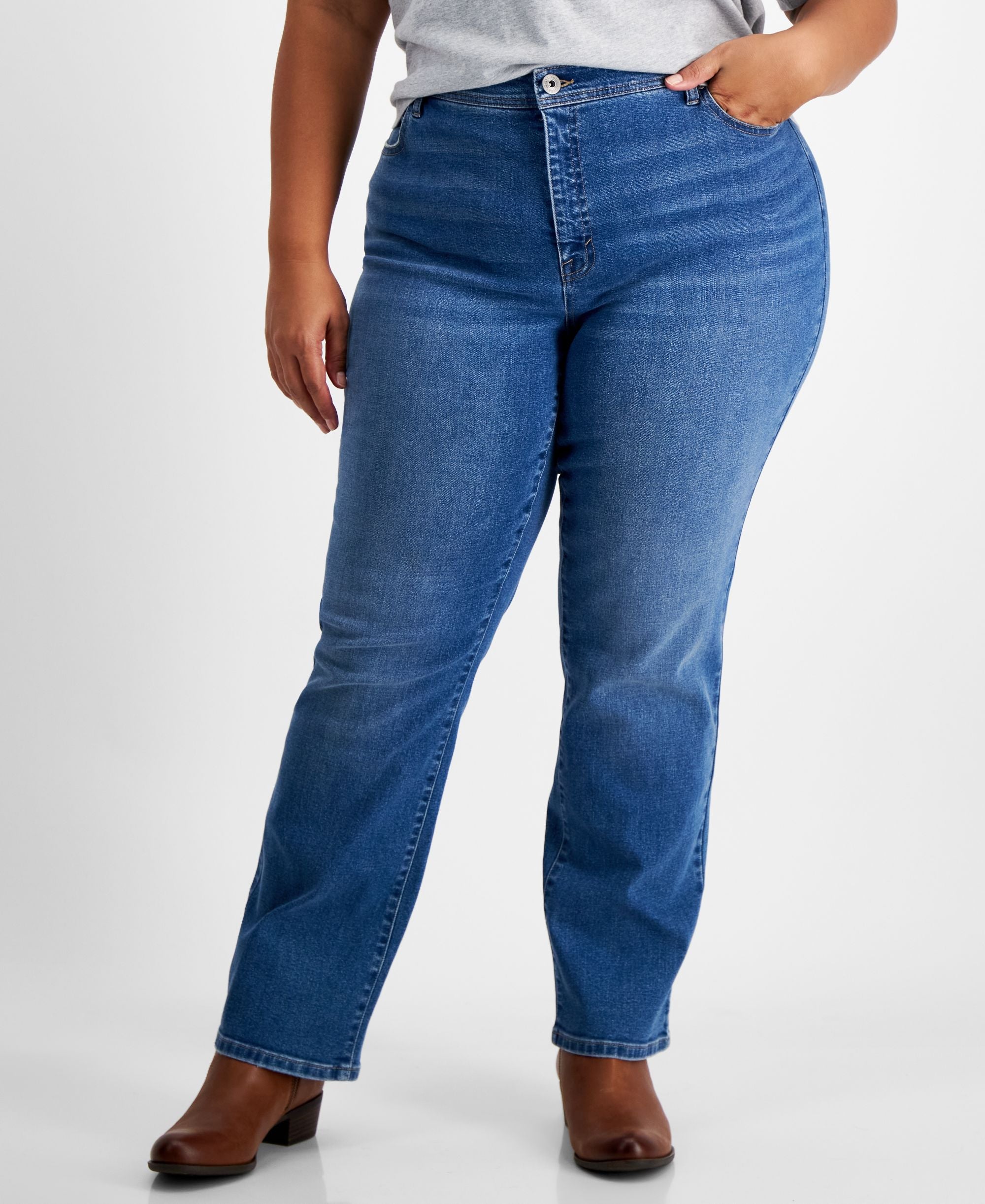 Style & Co Plus Size Mid Rise Straight Jeans
