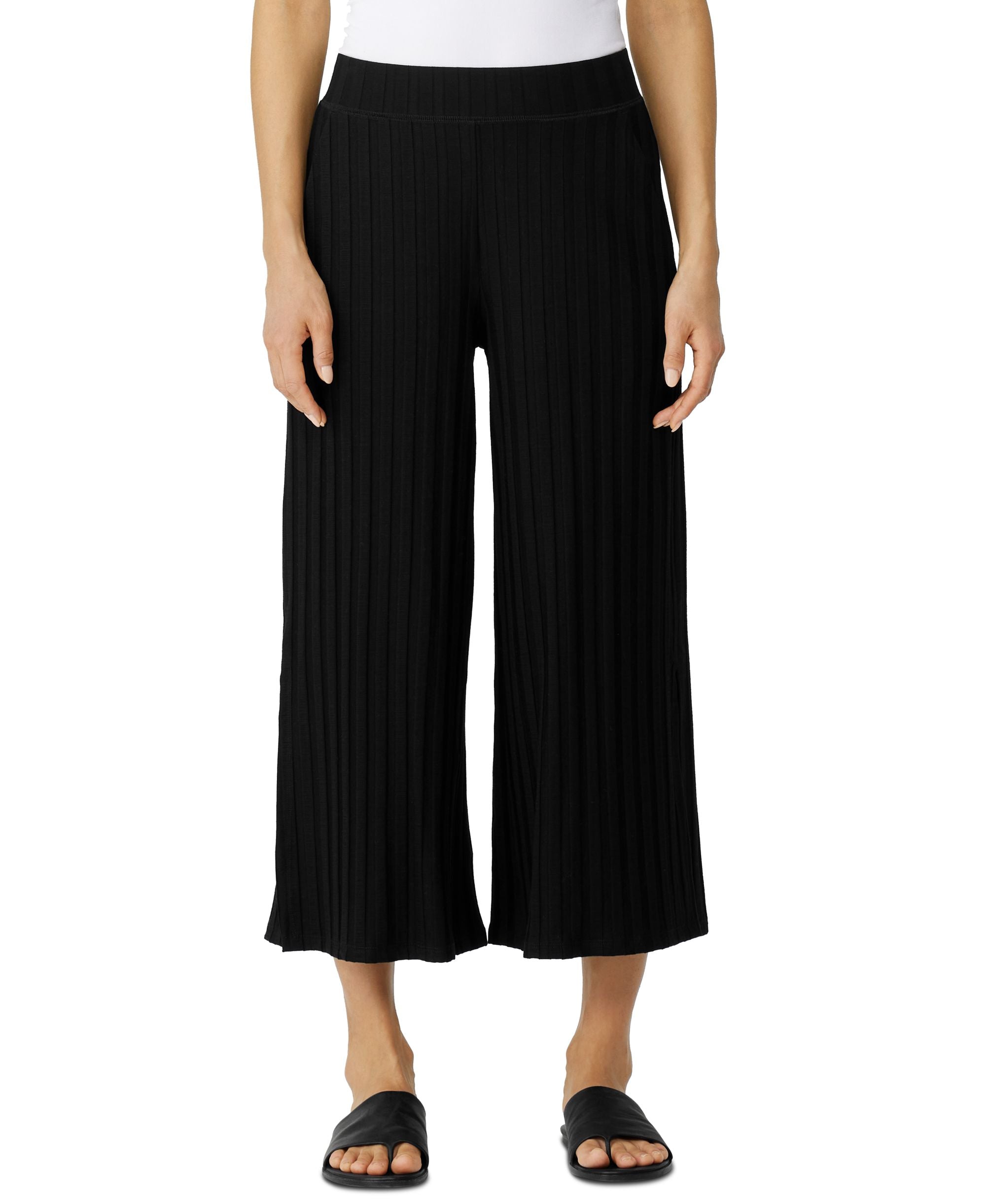 Eileen Fisher Petite Slit Wide Leg Cropped Pants