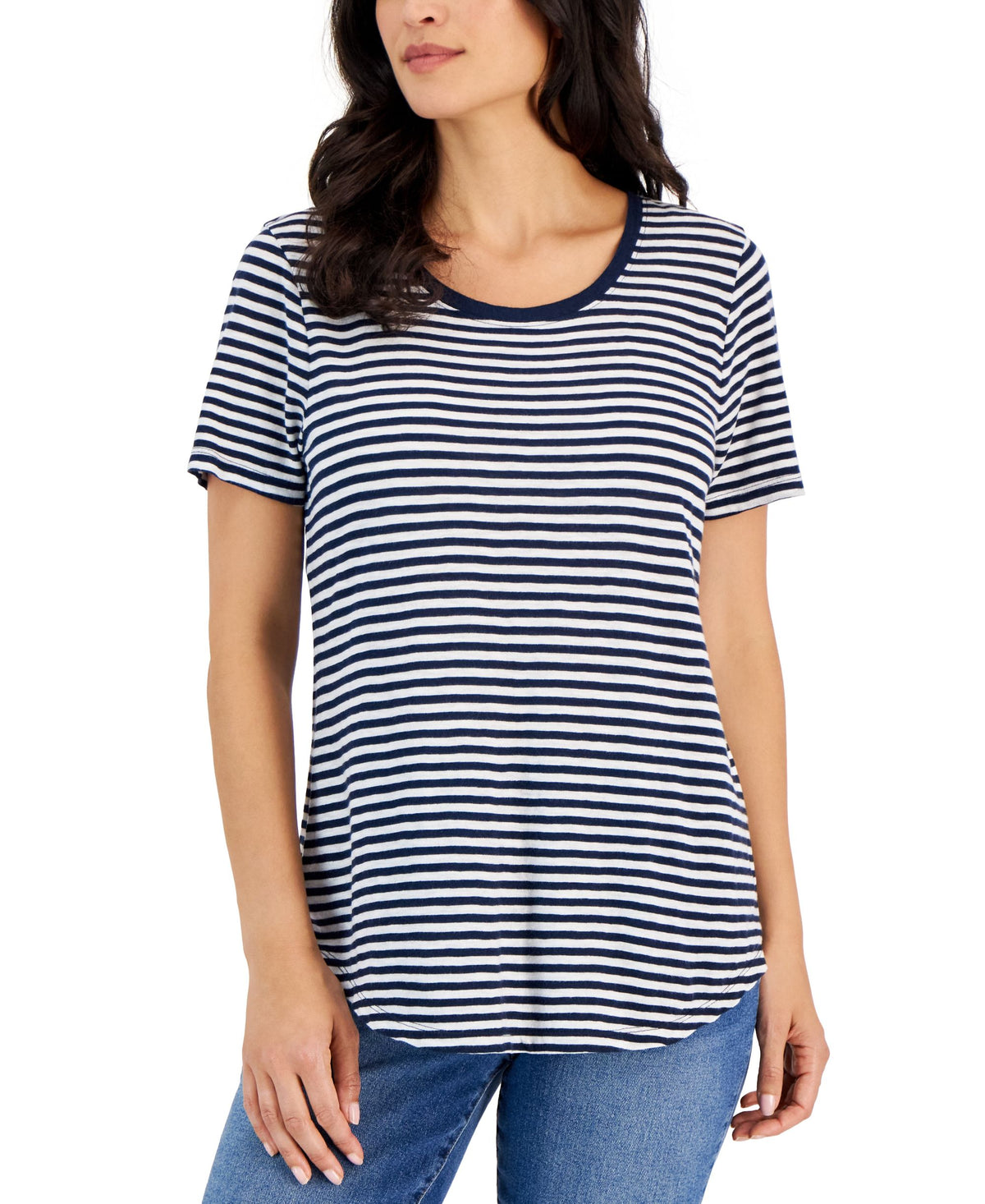 Style & Co Petite Striped Scoopneck T-Shirt