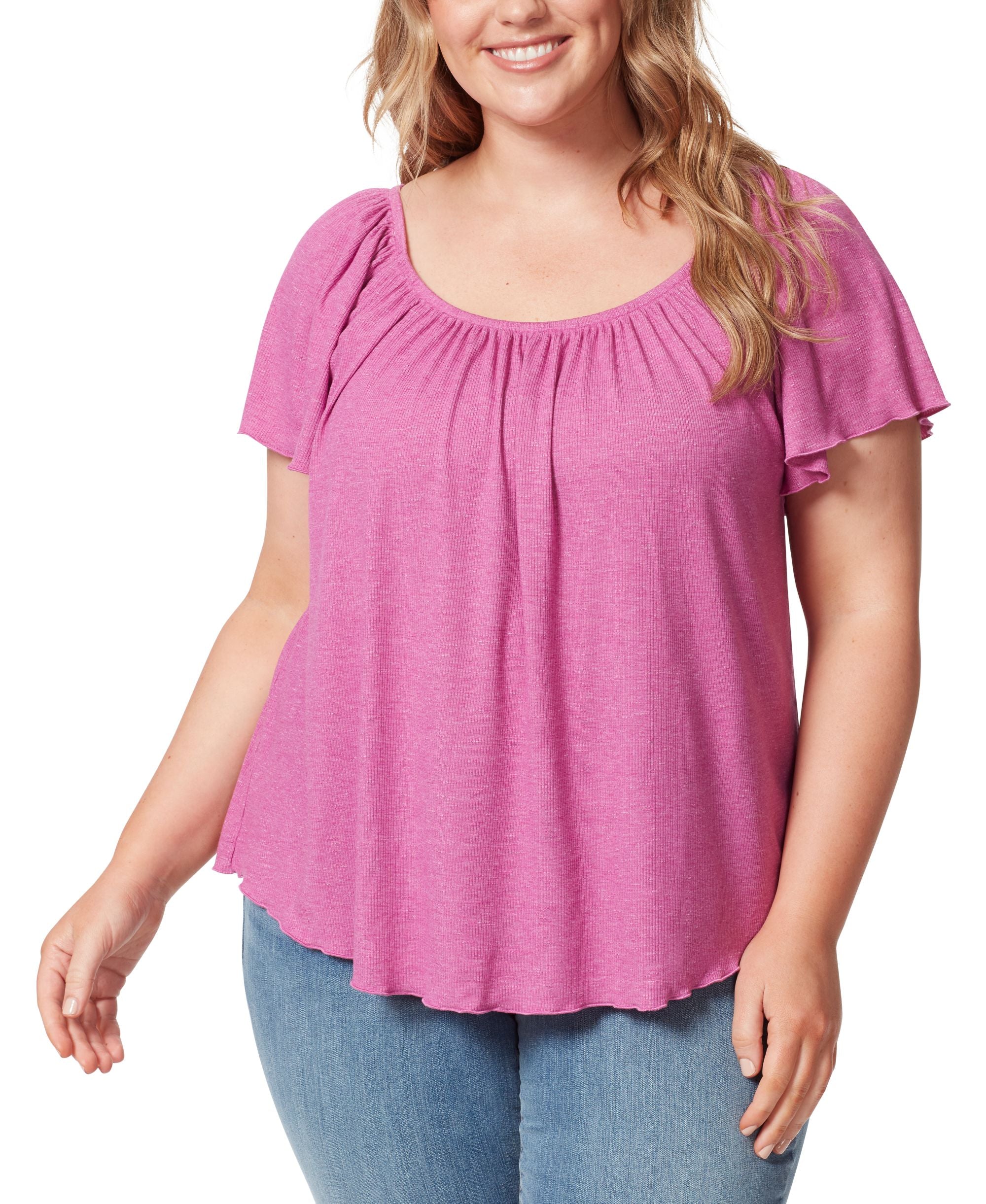 Jessica Simpson Trendy Plus Size Autumn Flutter Sleeve Top