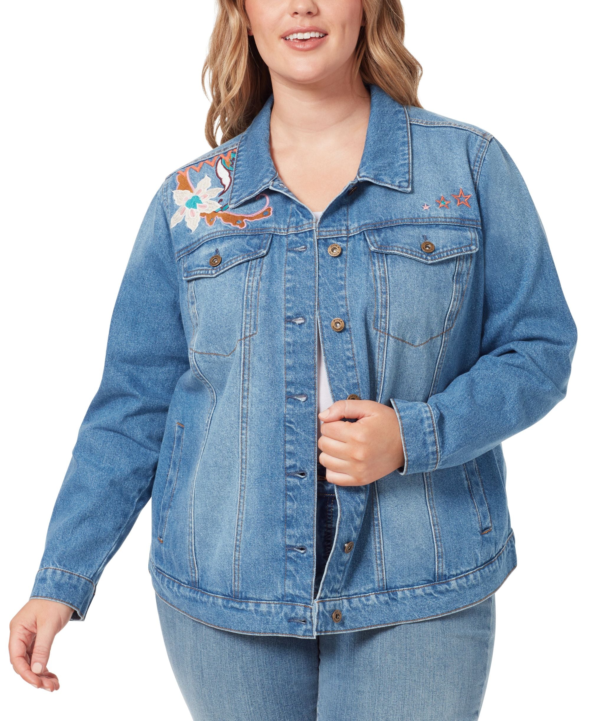 Trendy Plus Size Reagan Cotton Relaxed Trucker Jacket