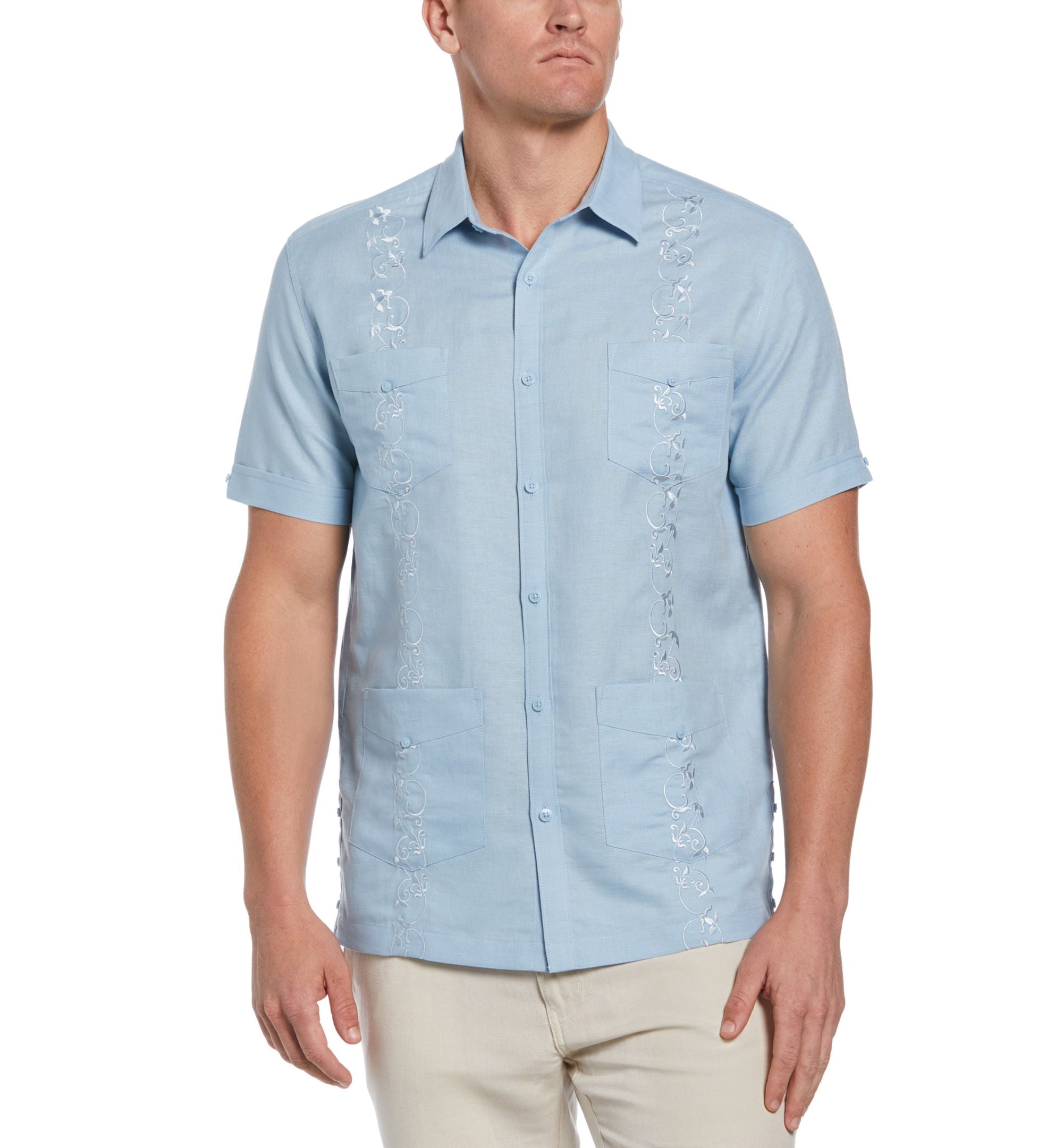 Cubavera Mens Big Tall Tonal Embroidery Guayabera Shirt