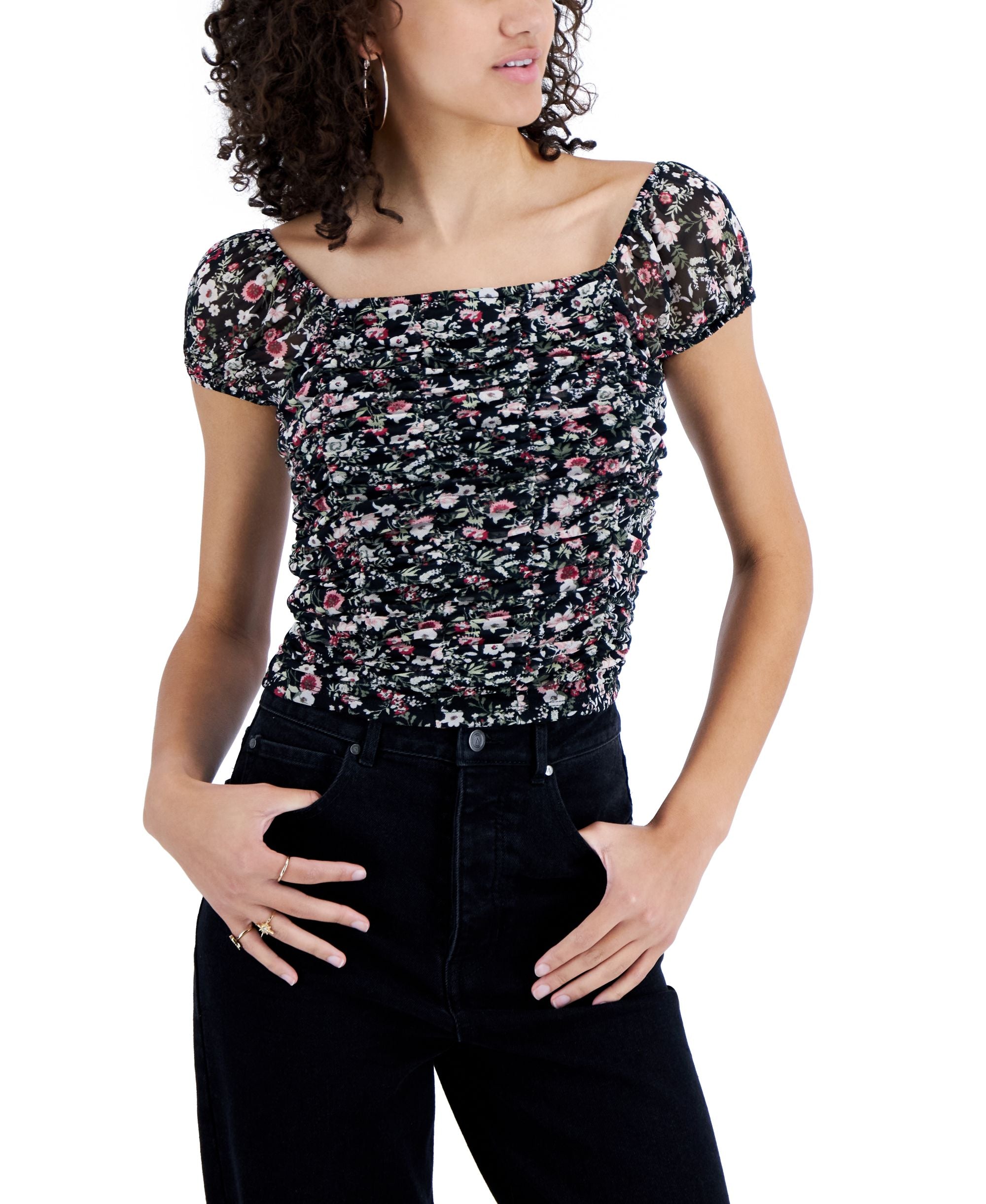 Juniors' Ruched Corset Top
