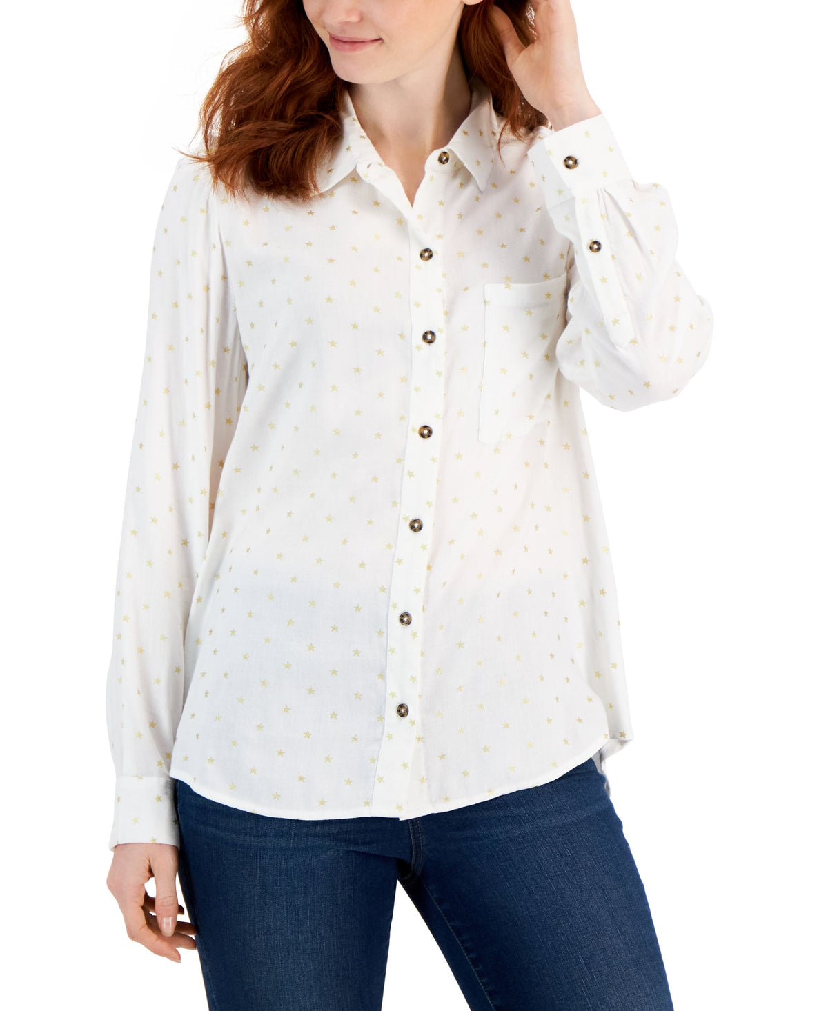 Style & Co Petite Star Print Perfect Shirt