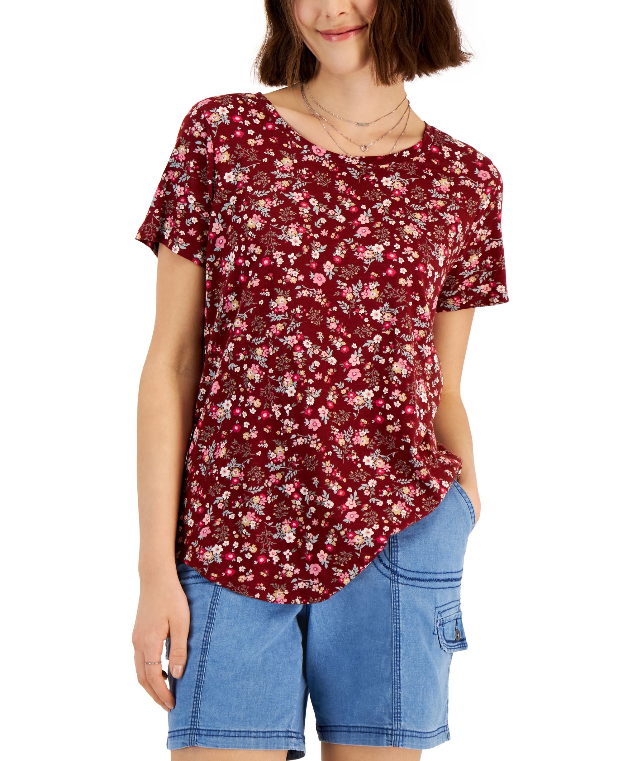 Style & Co Womens Printed Tee