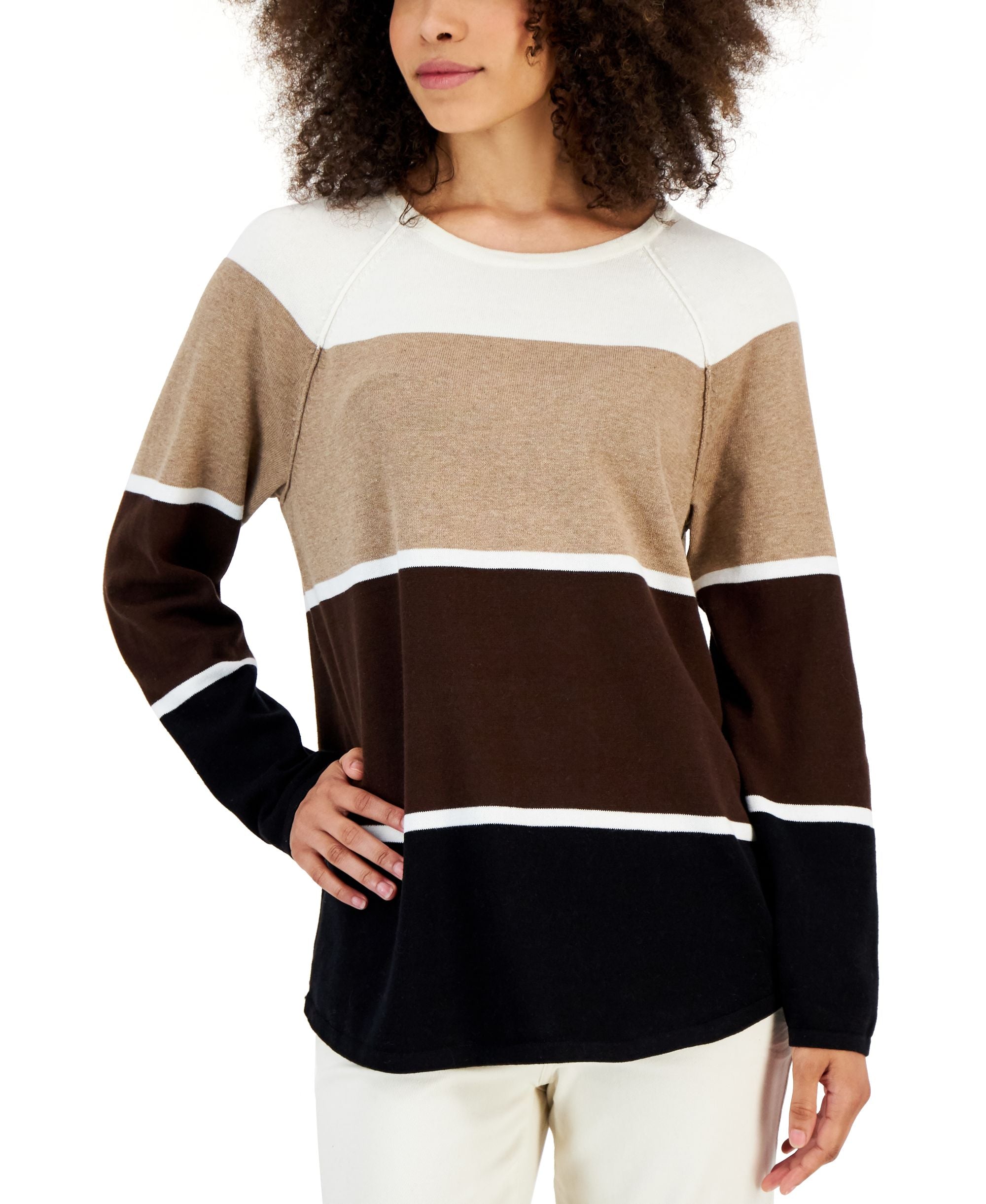 Petite Thea Cotton Colorblocked Sweater
