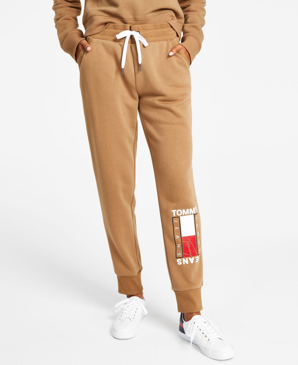 Women's Fleece Flag-Logo Graphic Drawstring Jogger Pants