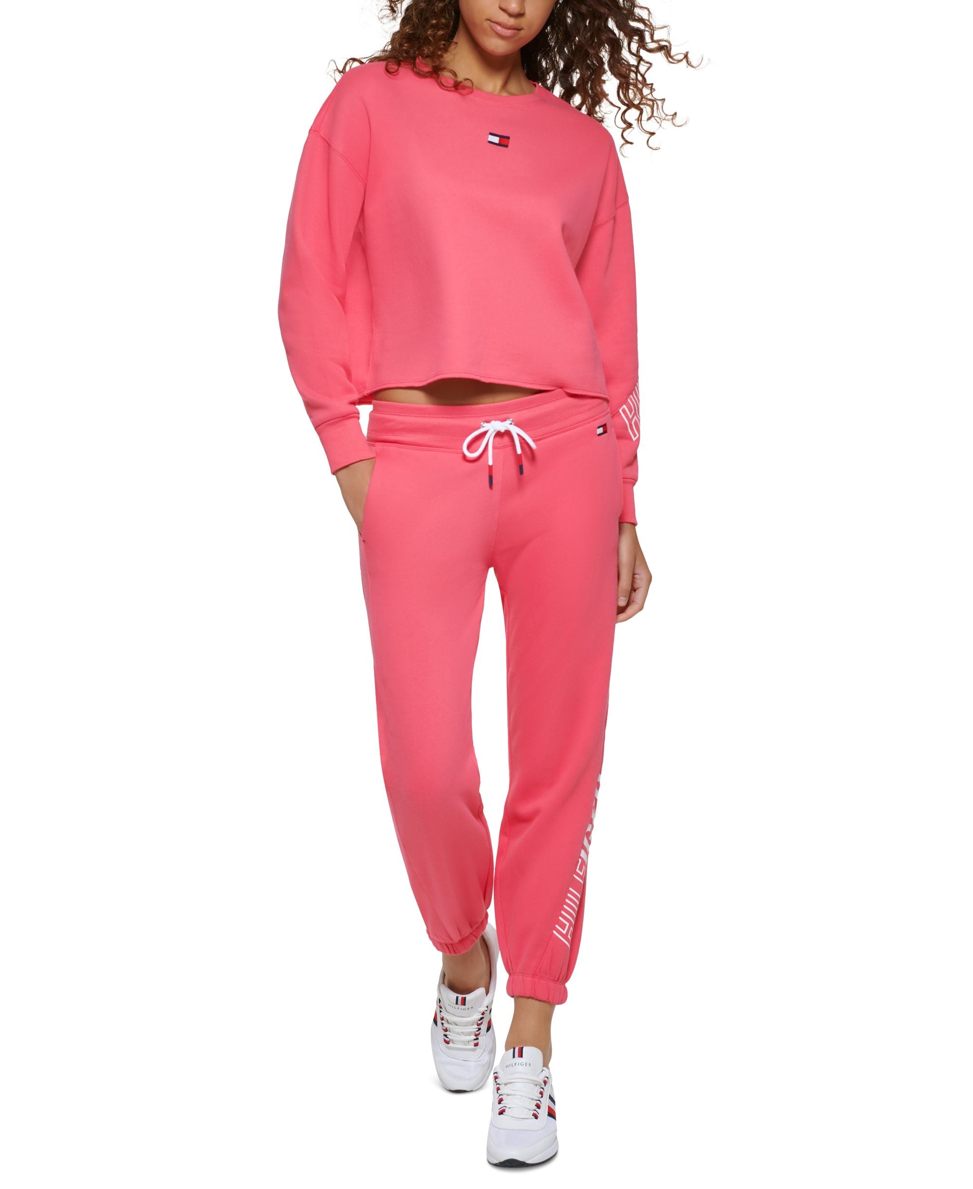 Tommy Hilfiger Sport Womens Fleece Cropped Sweatshirt