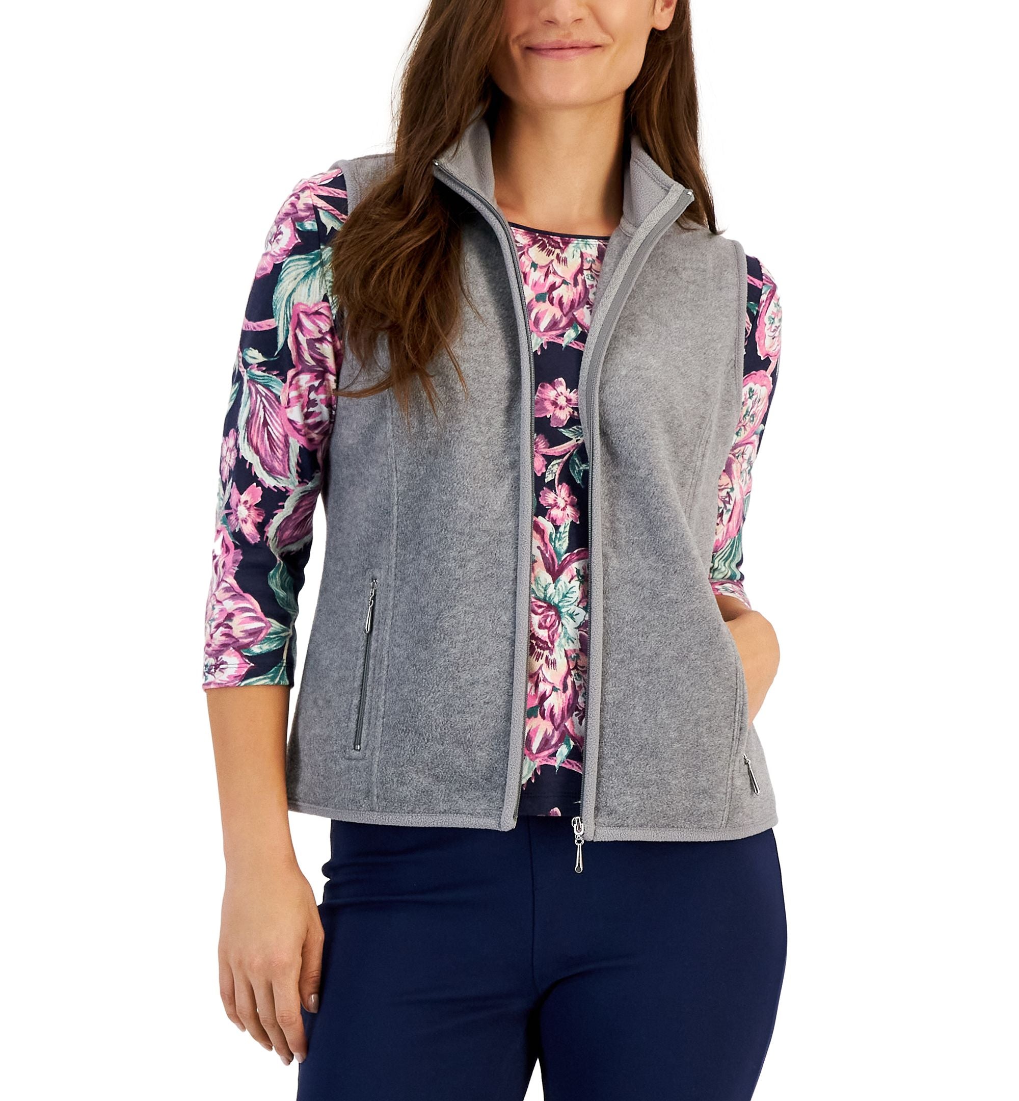 Petite Princess-Seam Zeroproof Zip-Front Vest