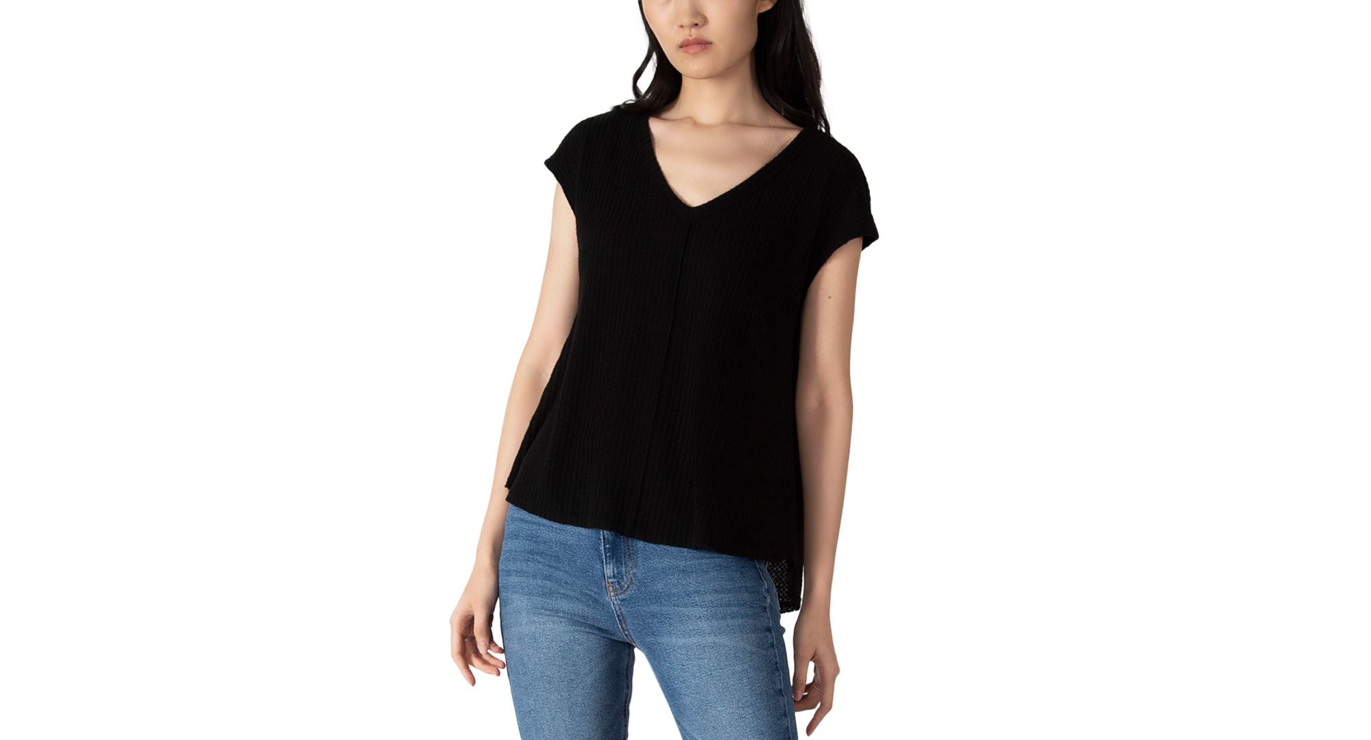 Women's V-Neck Waffle-Knit Top