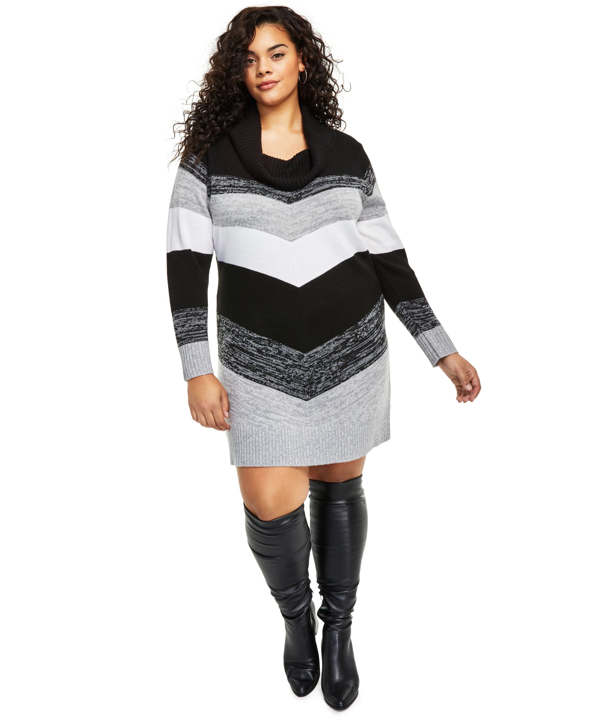 Bcx Trendy Plus Size Colorblocked Sweater Dress