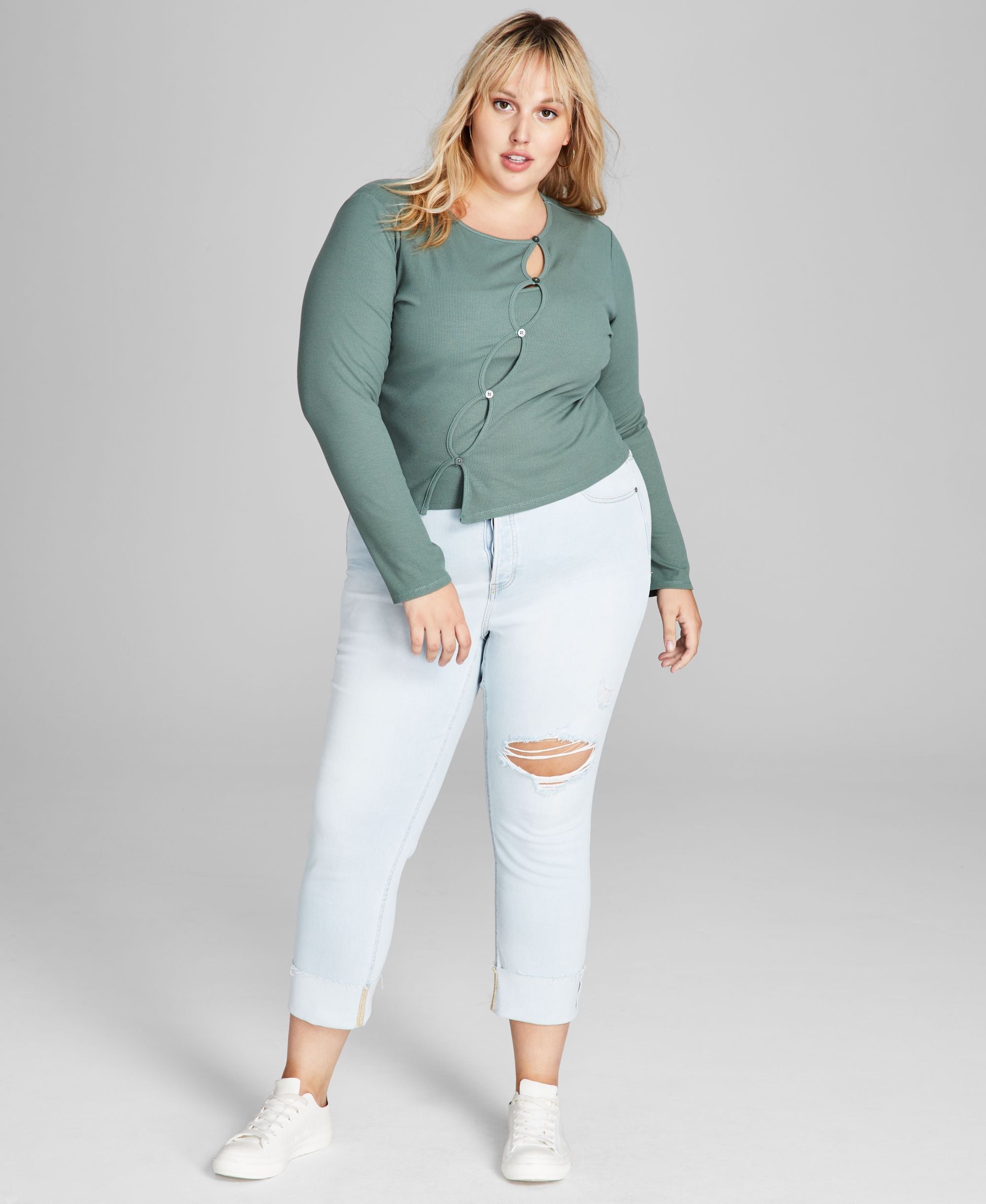 Trendy Plus Size Faux-Cutout Top