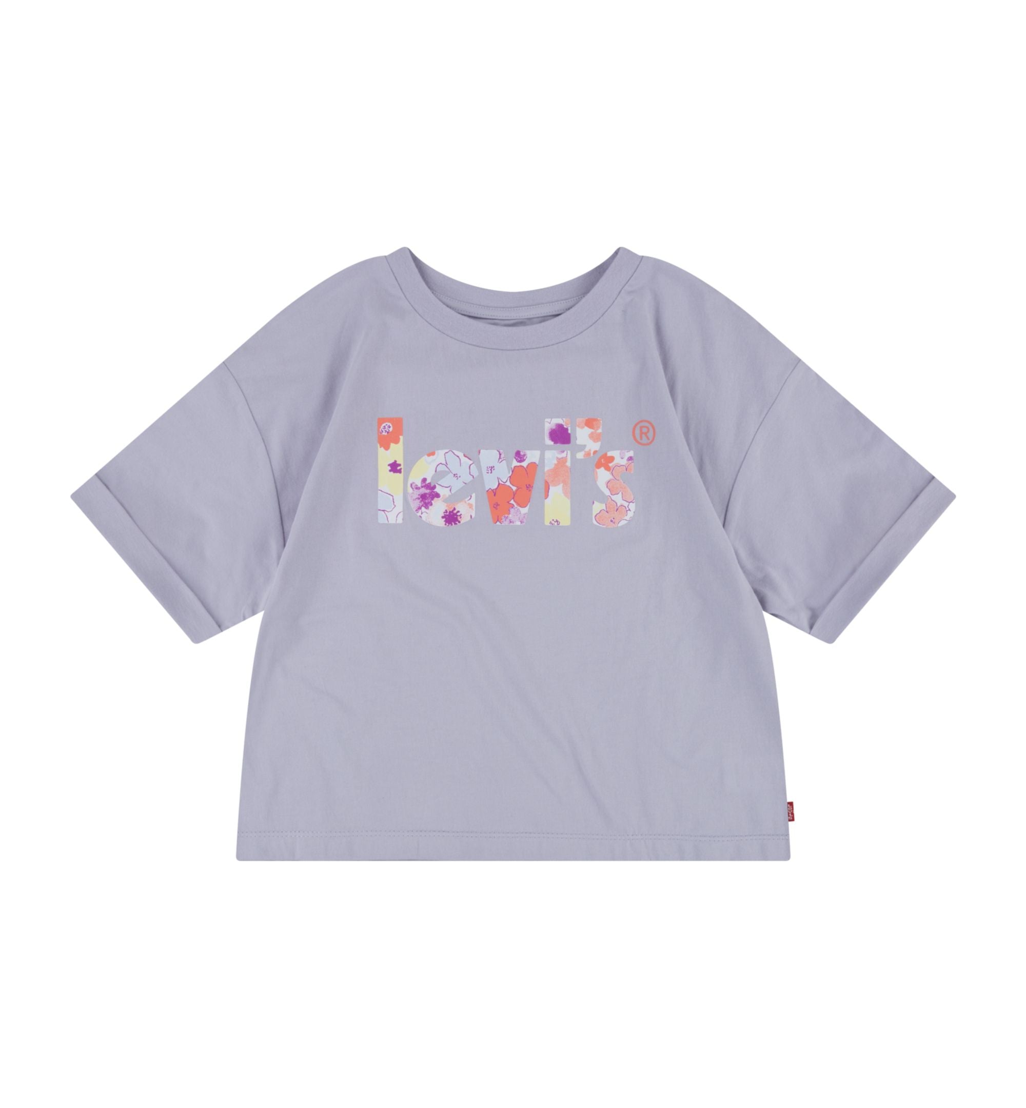 Levis Big Girls Cropped Rolled Cuff T-Shirt
