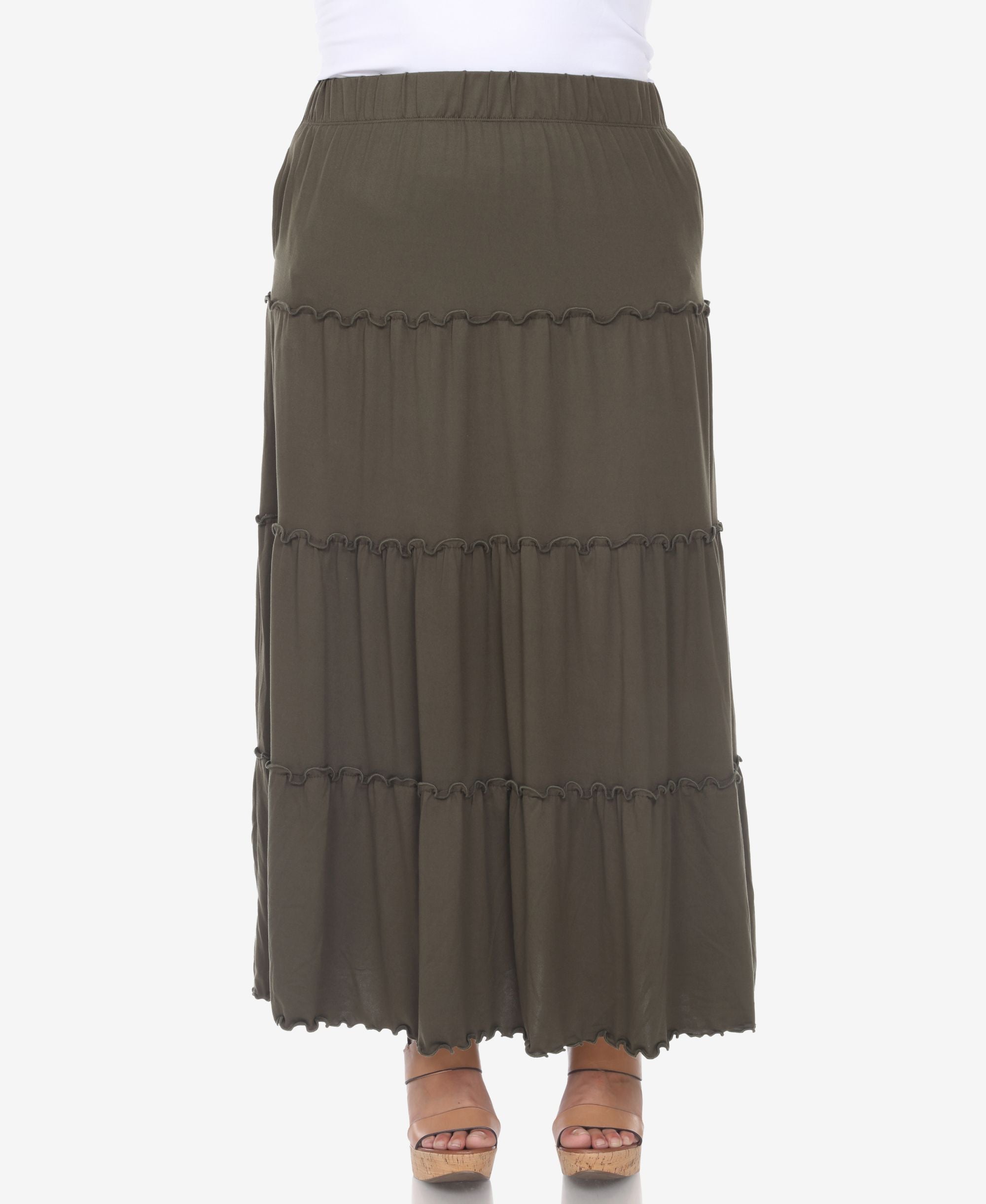 Plus Size Tiered Maxi Skirt