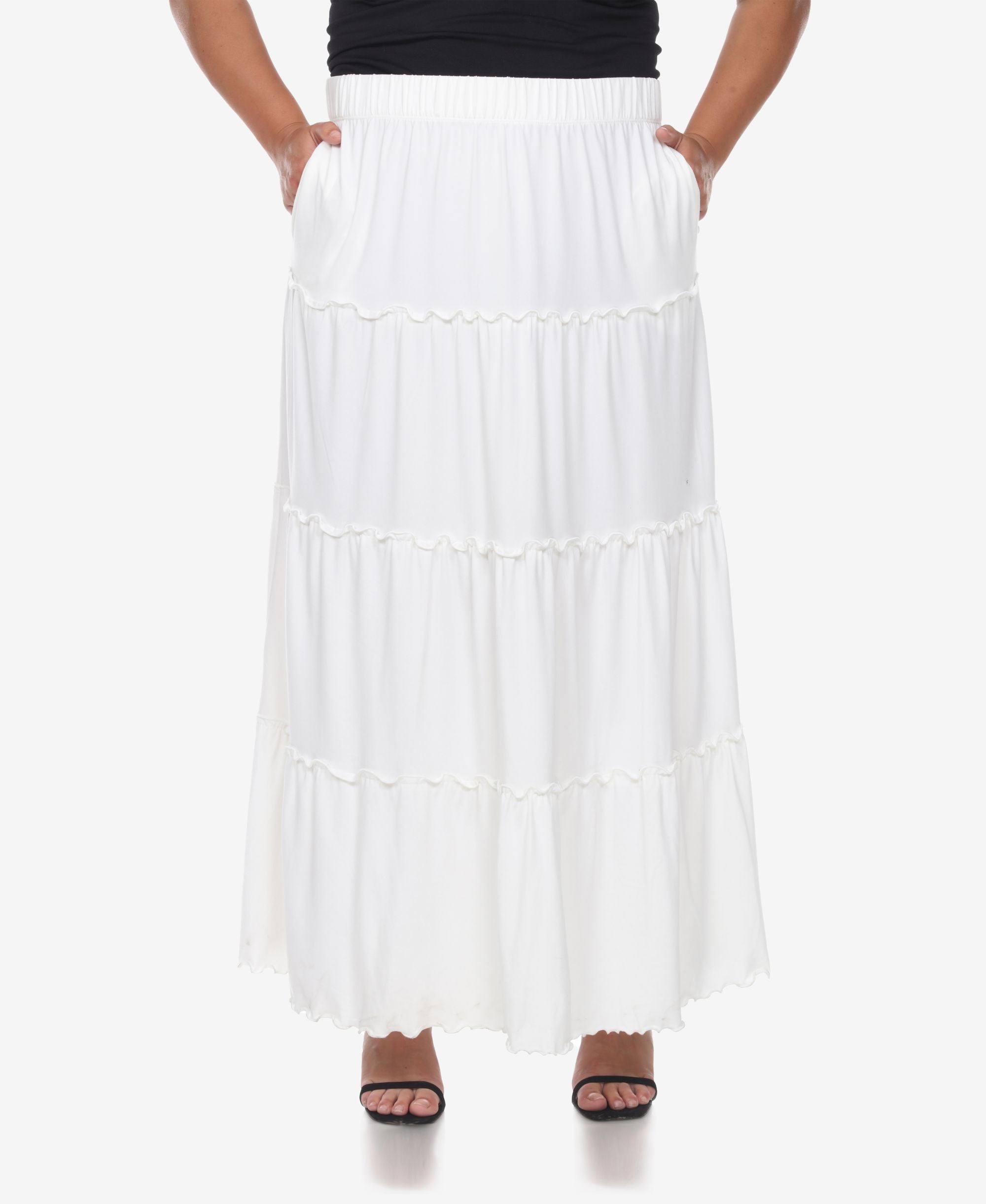 Plus Size Tiered Maxi Skirt
