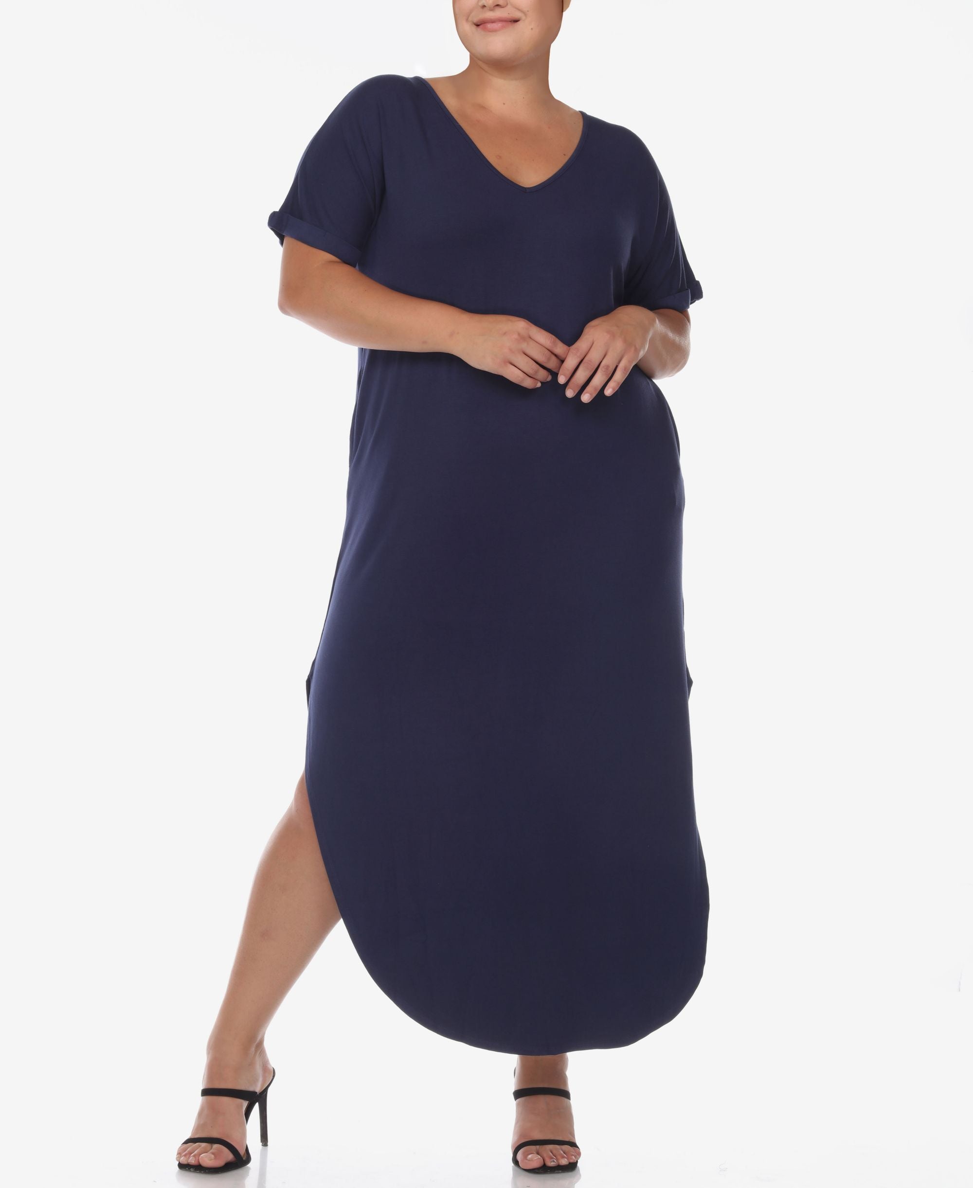 Plus Size Short Sleeve V-neck Maxi Dress