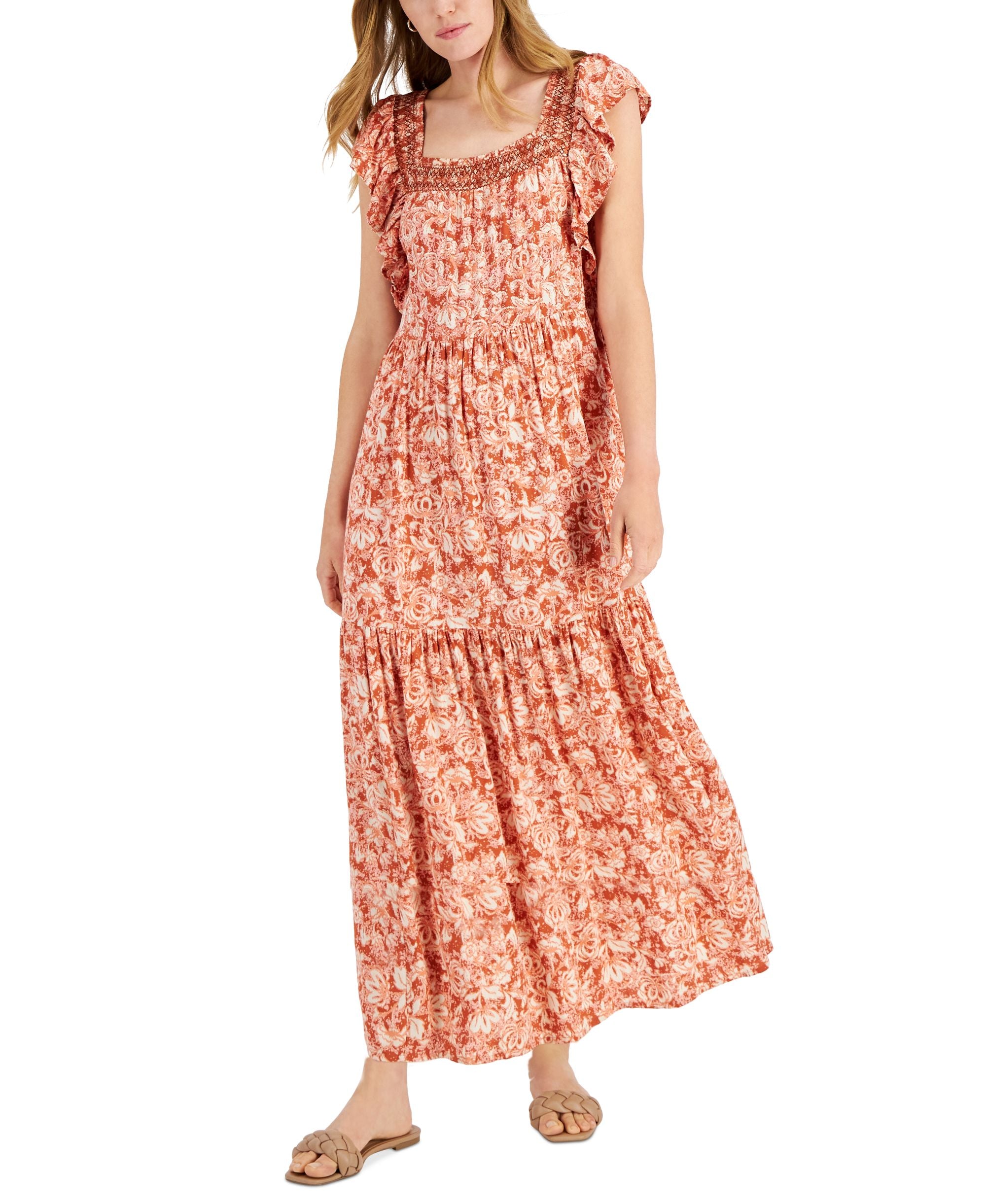 Jamie Layla Petite Printed Flutter Sleeve Maxi Dress