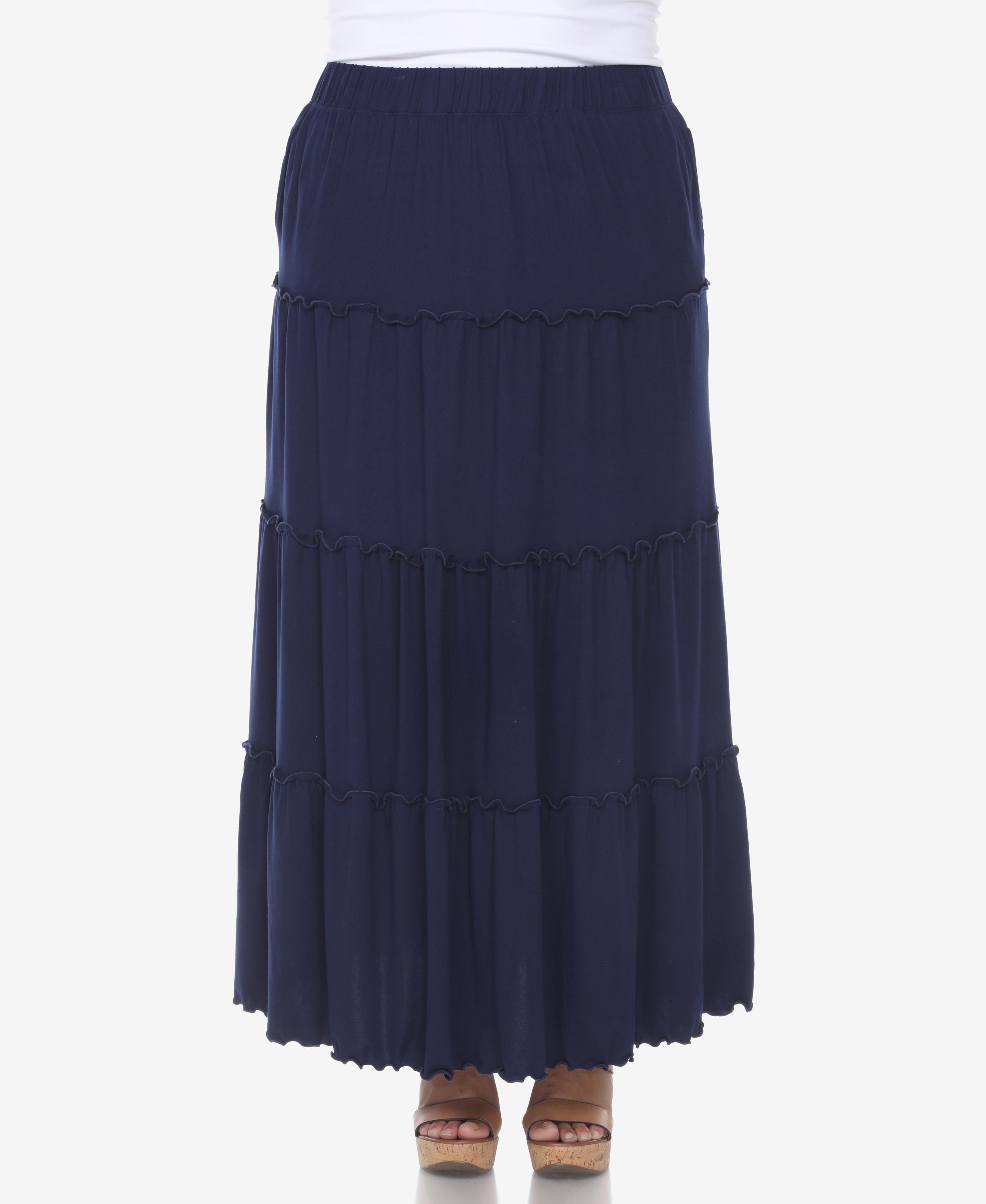 Plus Size Tiered Maxi Skirt