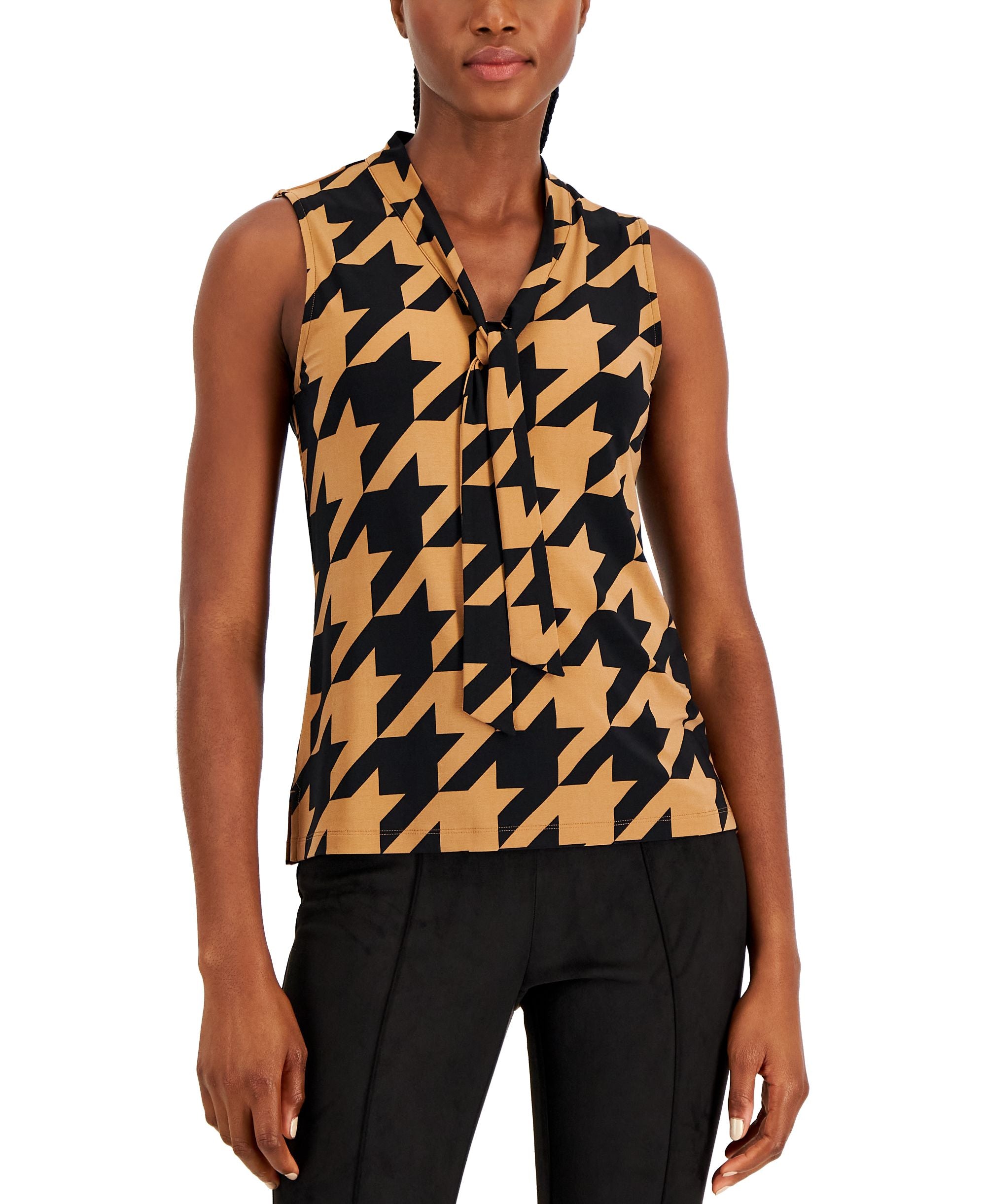Women's Sleeveless Tie-Neck Blouse