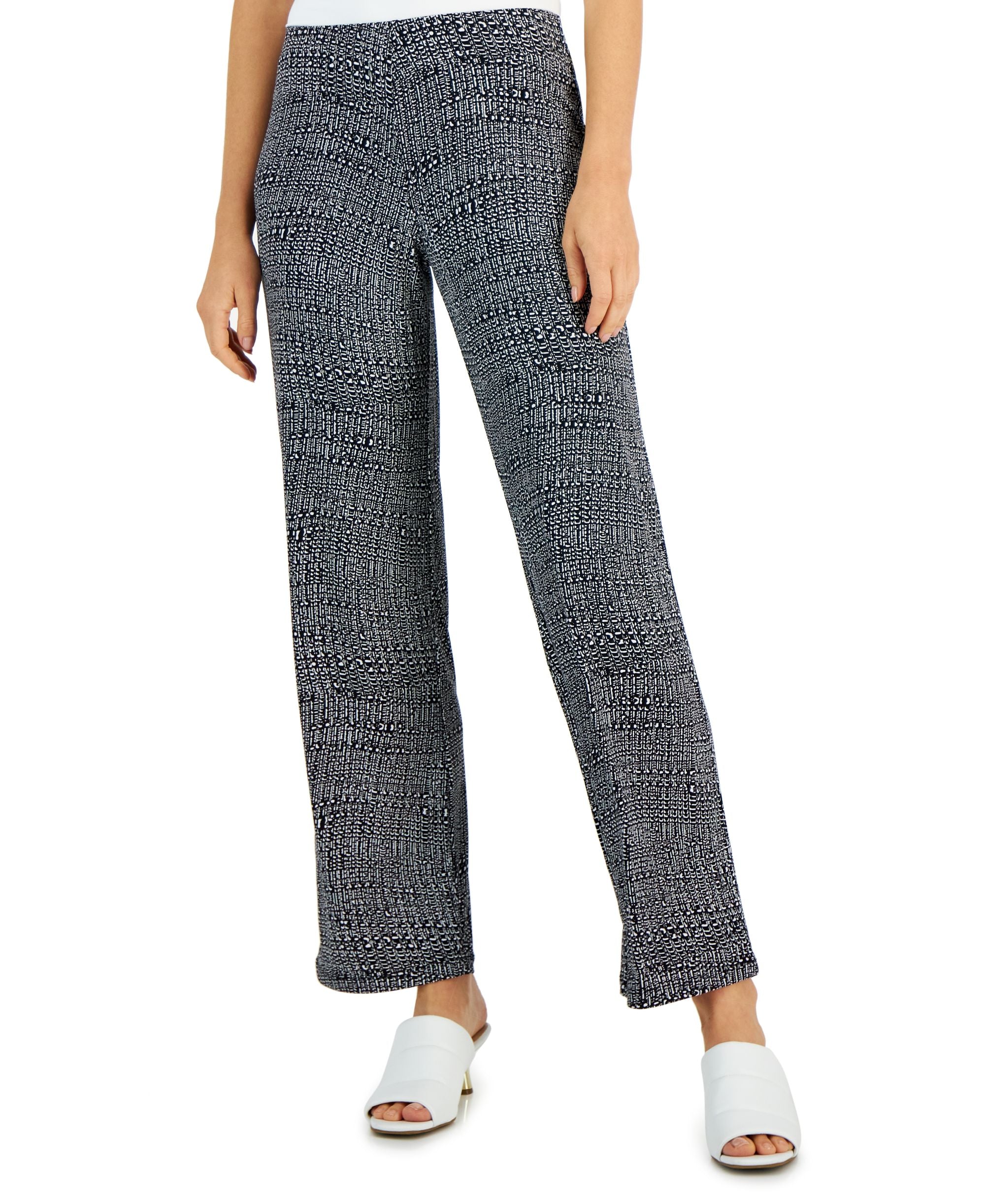Alfani Womens Wide Leg Pull On Knit Pants