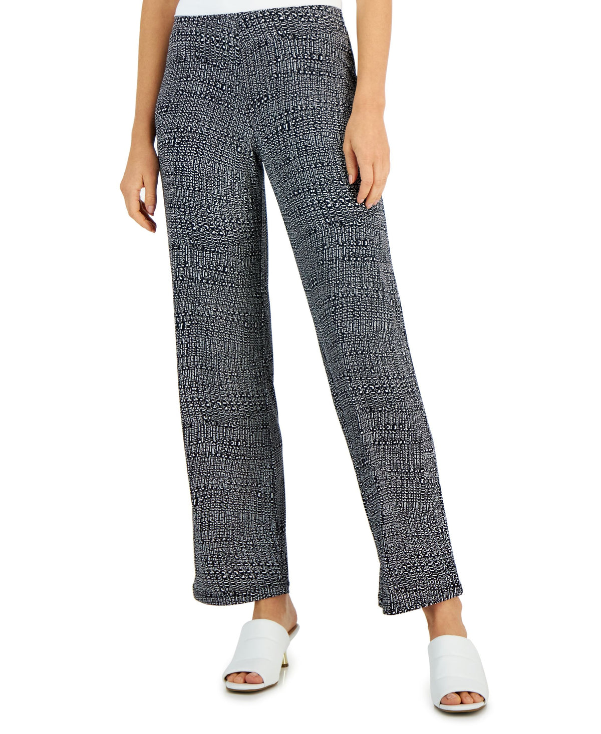 Alfani Womens Wide Leg Pull On Knit Pants