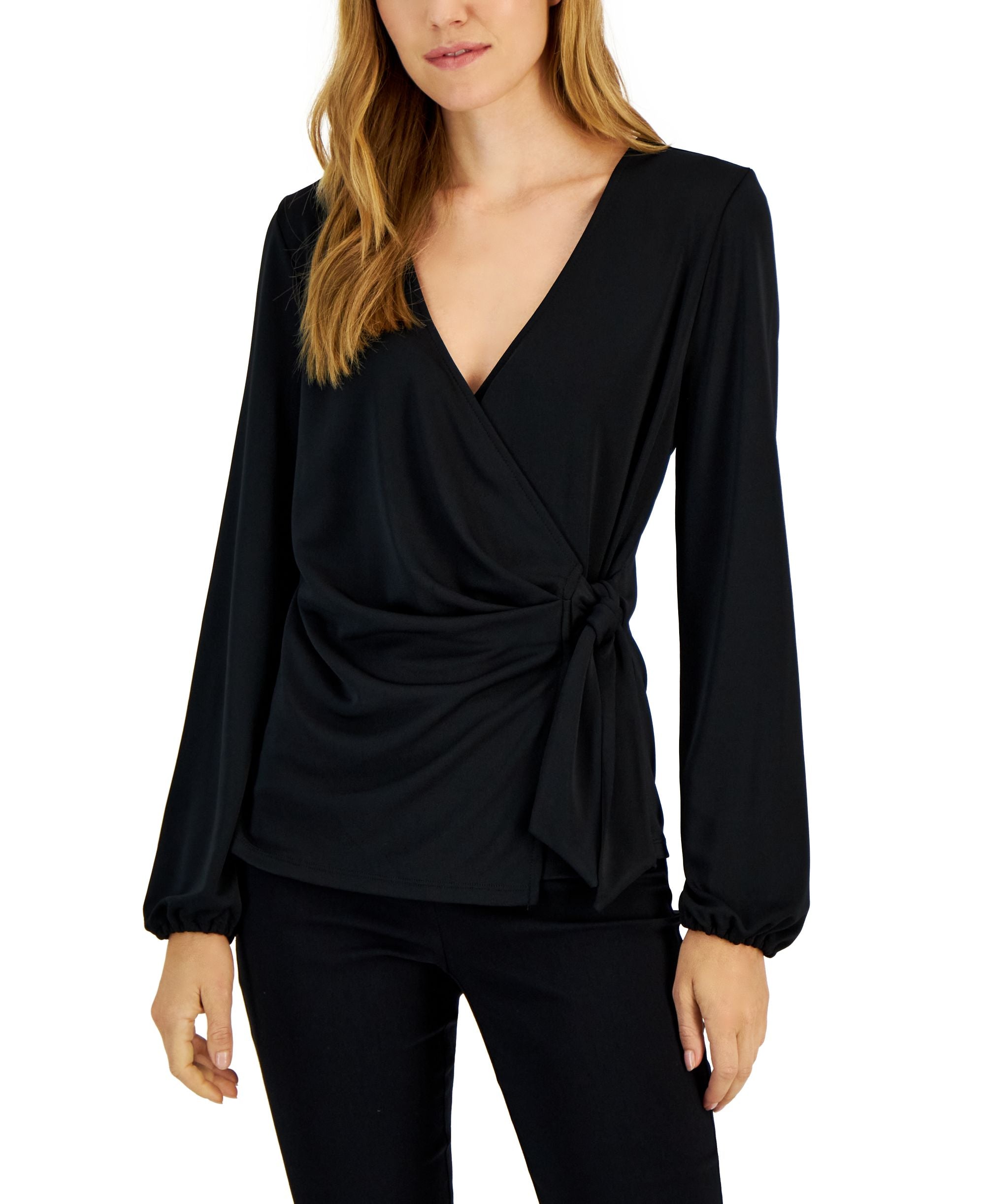 Alfani Womens Surplice Wrap Top