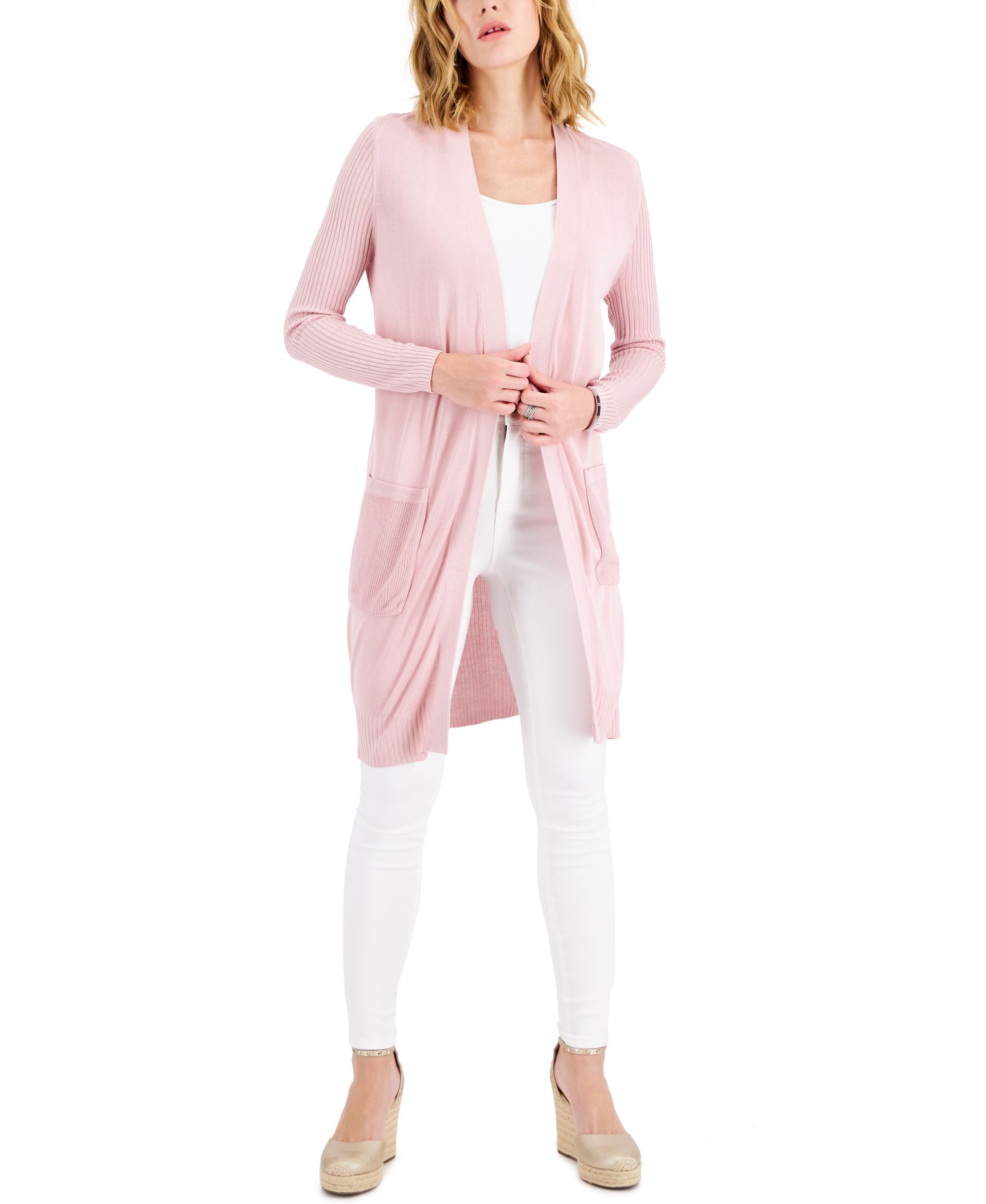 International Concepts Womens Ribbed Duster Cardigan