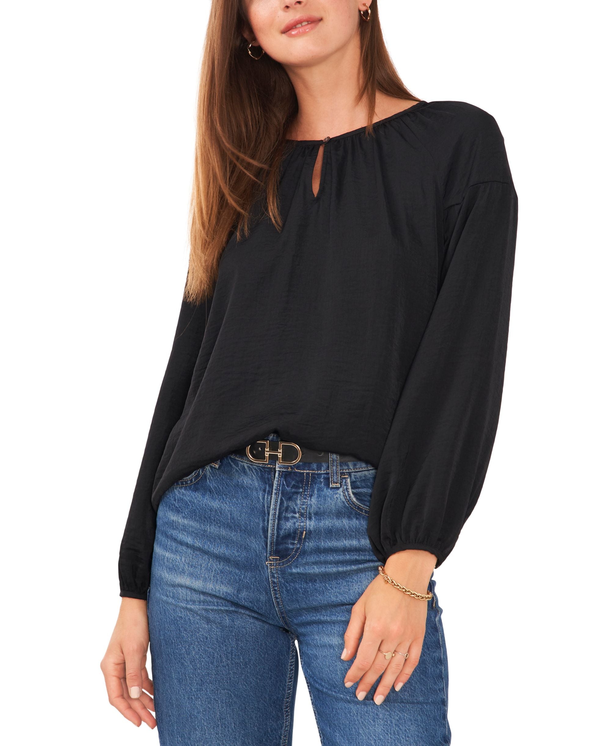 Sam Jess Petite Rumpled Keyhole Top