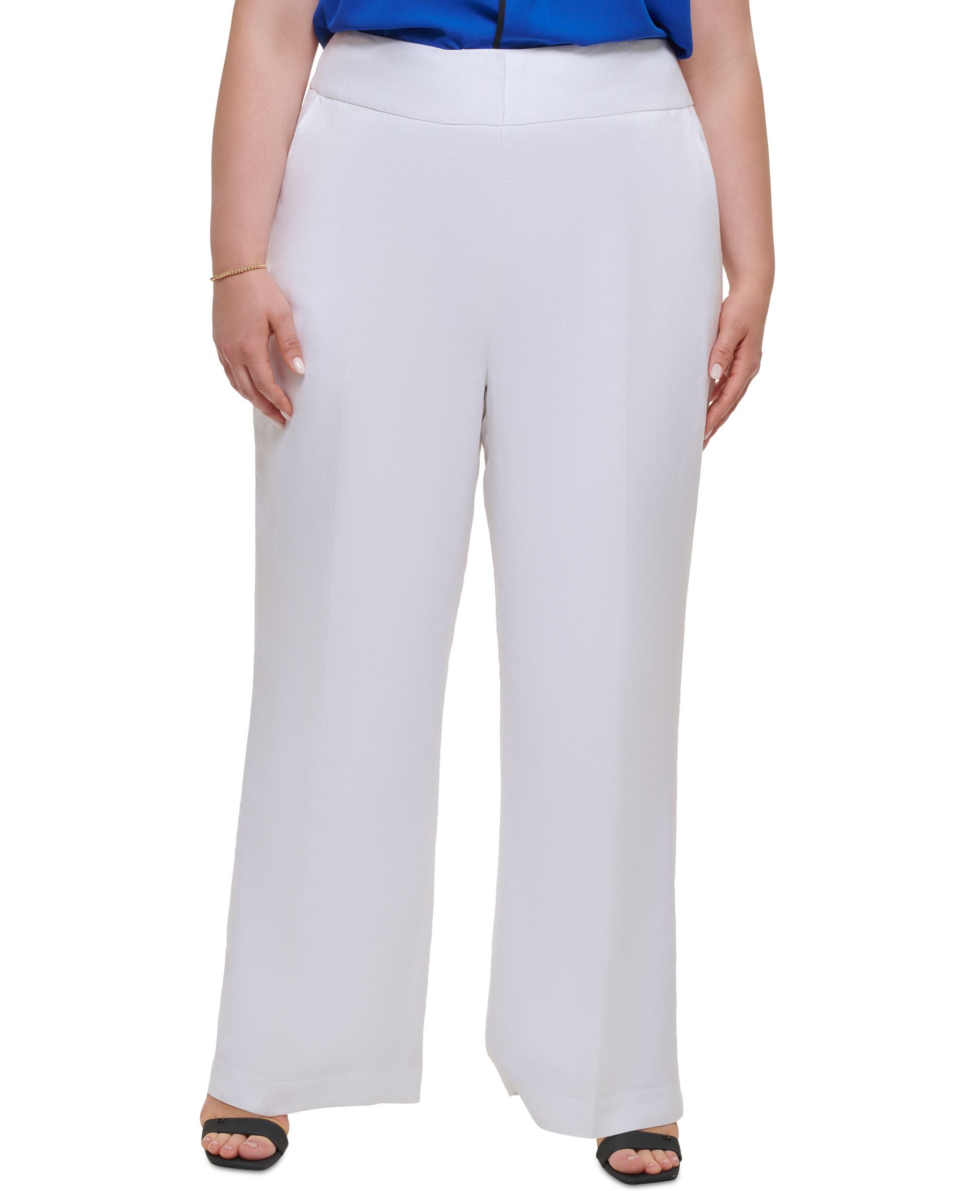 Calvin Klein Plus Size Wide Leg Linen Pants