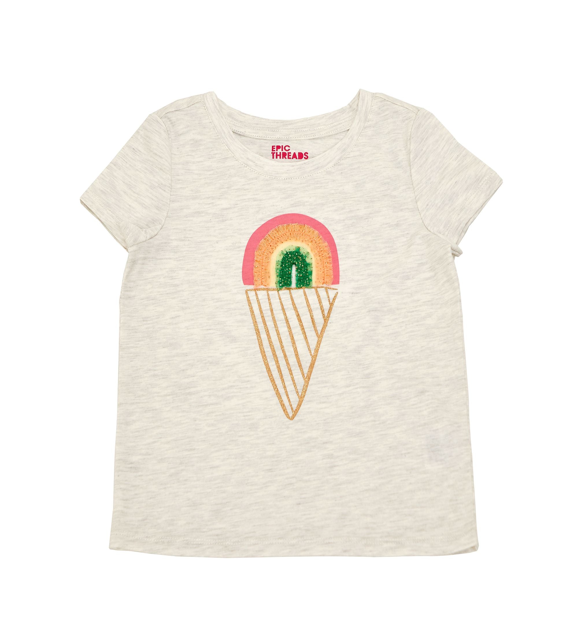 Toddler Girls Rainbow Ice Cream Graphic T-Shirt